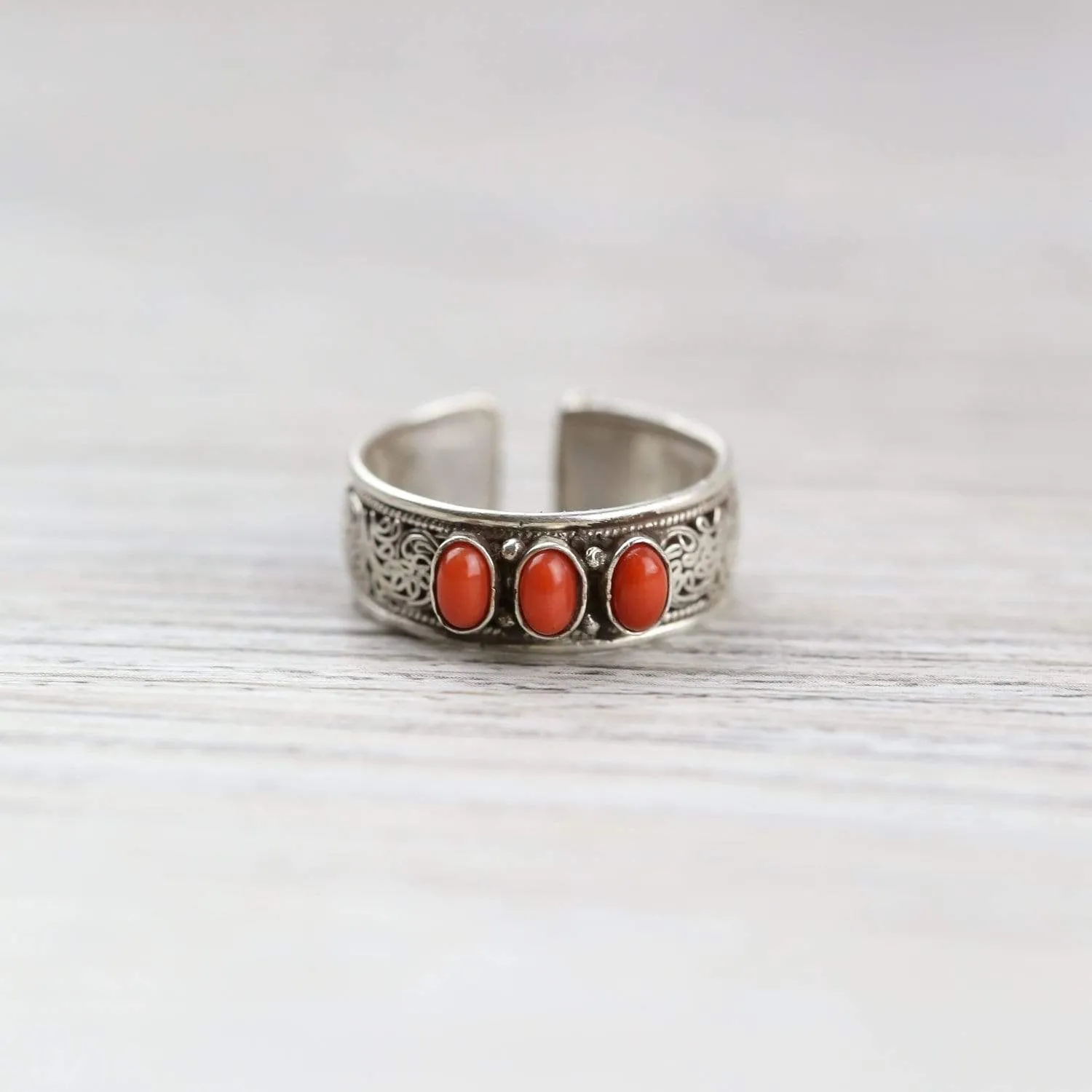 Antique Coral Transformation Ring