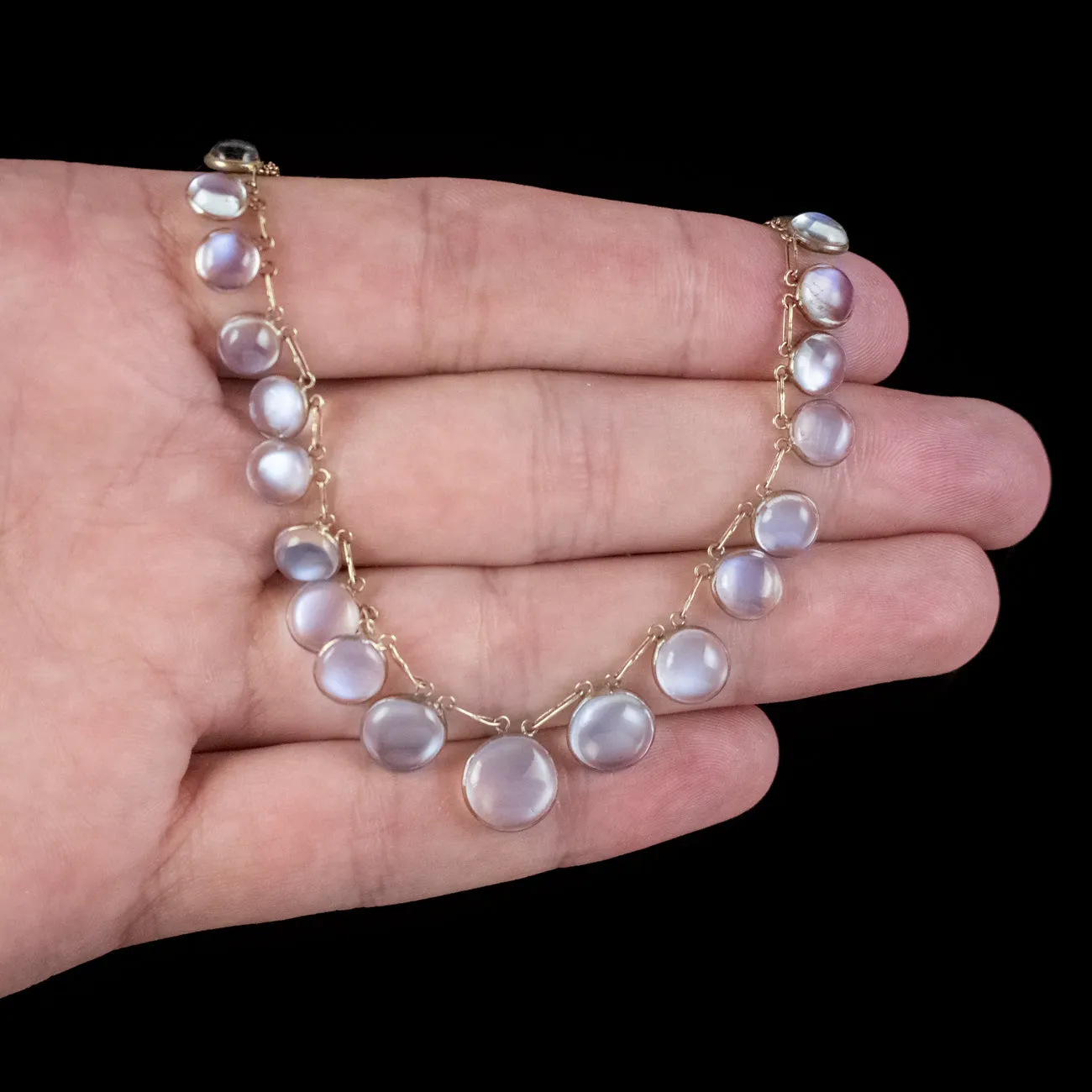 Antique Edwardian Moonstone Garland Necklace Circa 1910