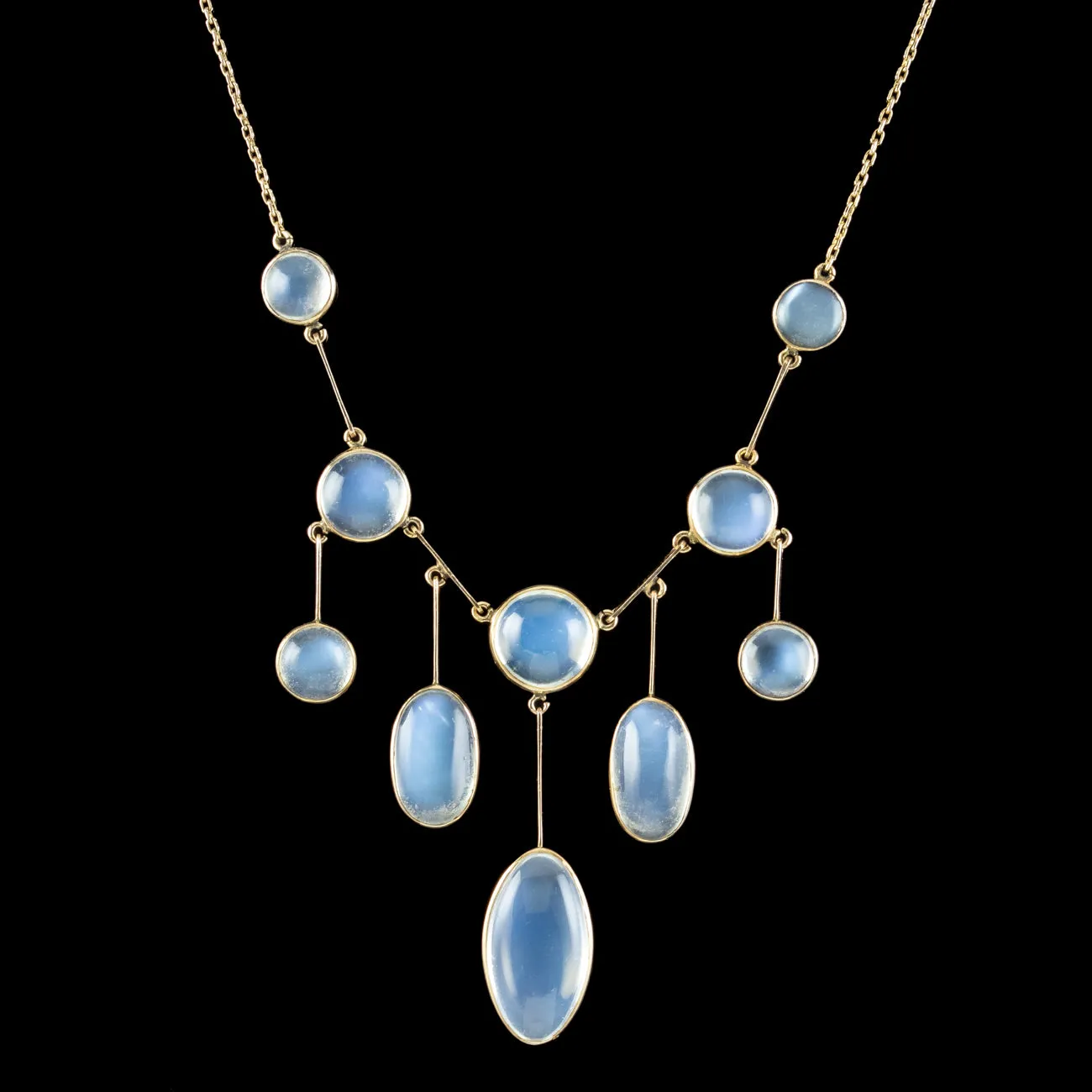 Antique Victorian Moonstone Dropper Necklace 18ct Gold