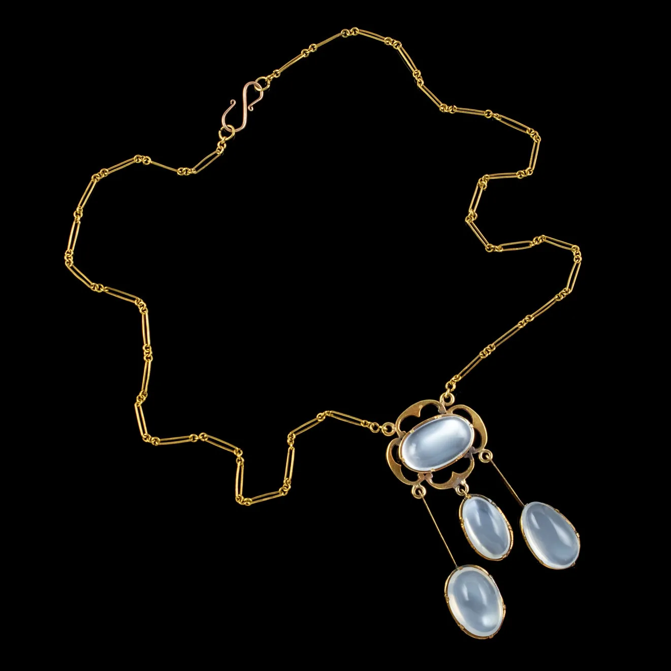 Antique Victorian Moonstone Pendant Necklace 15Ct Gold 25Ct Of Moonstone Circa 1900