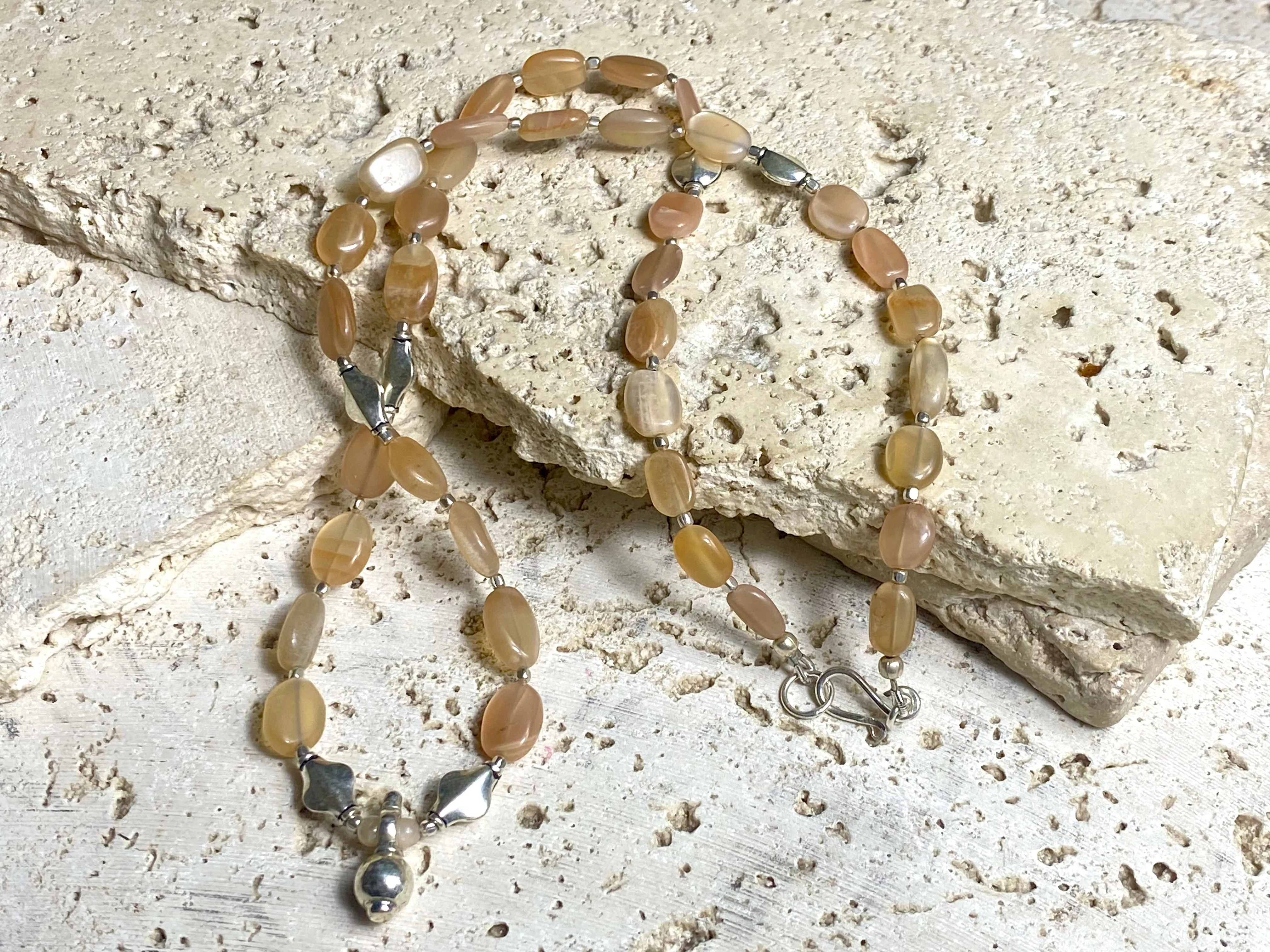 Apricot Moonstone Long Necklace