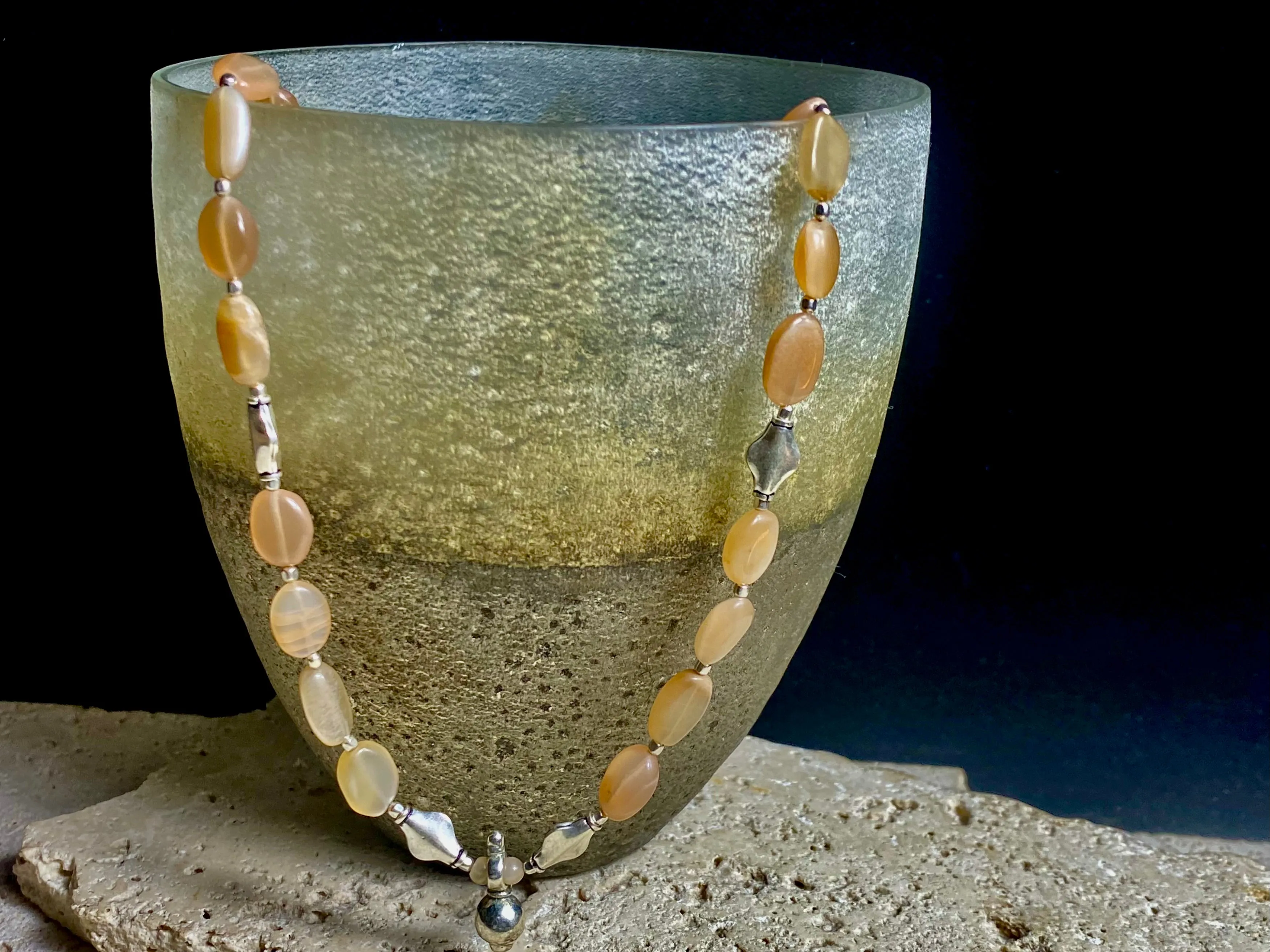 Apricot Moonstone Long Necklace