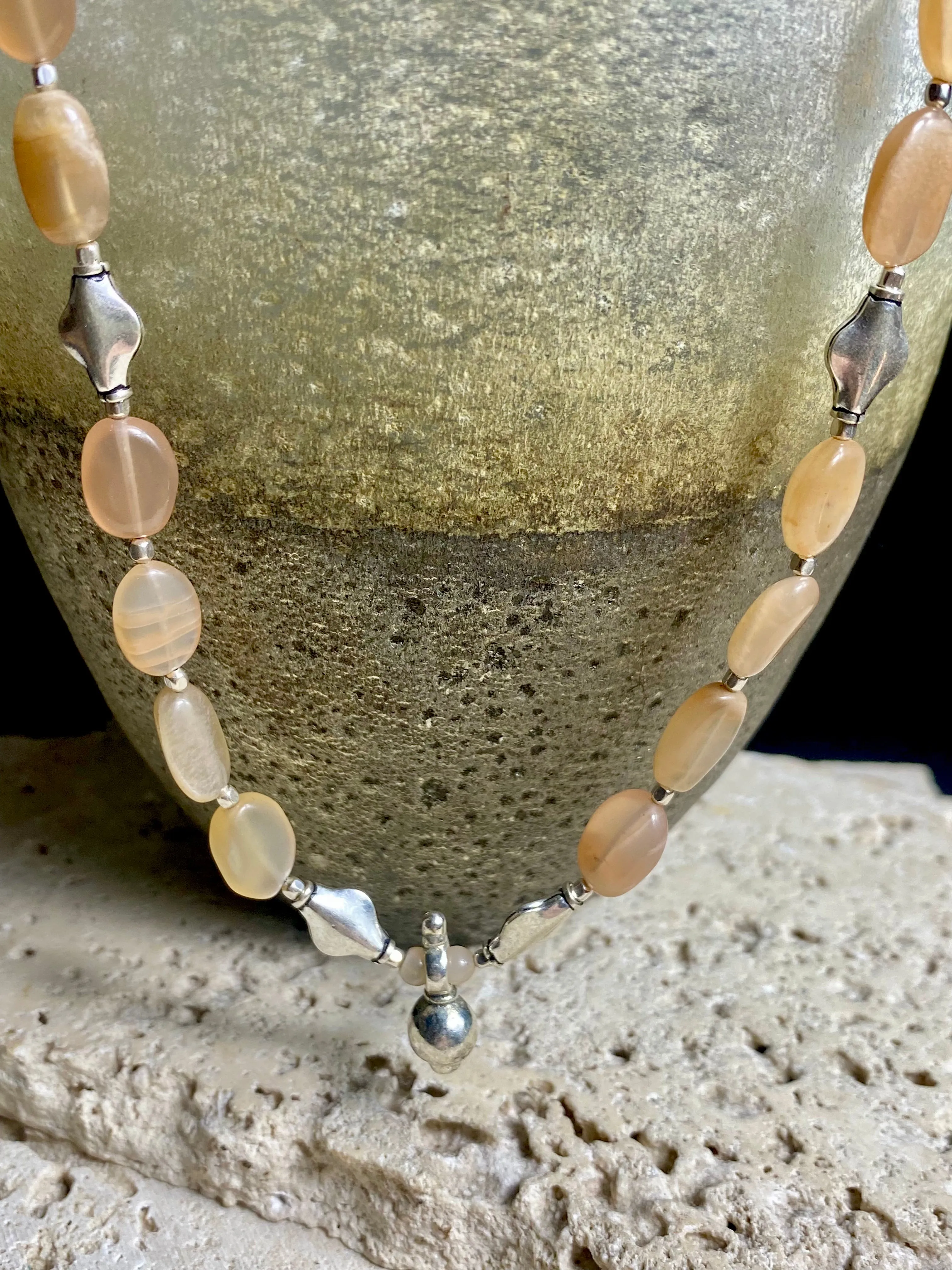 Apricot Moonstone Long Necklace