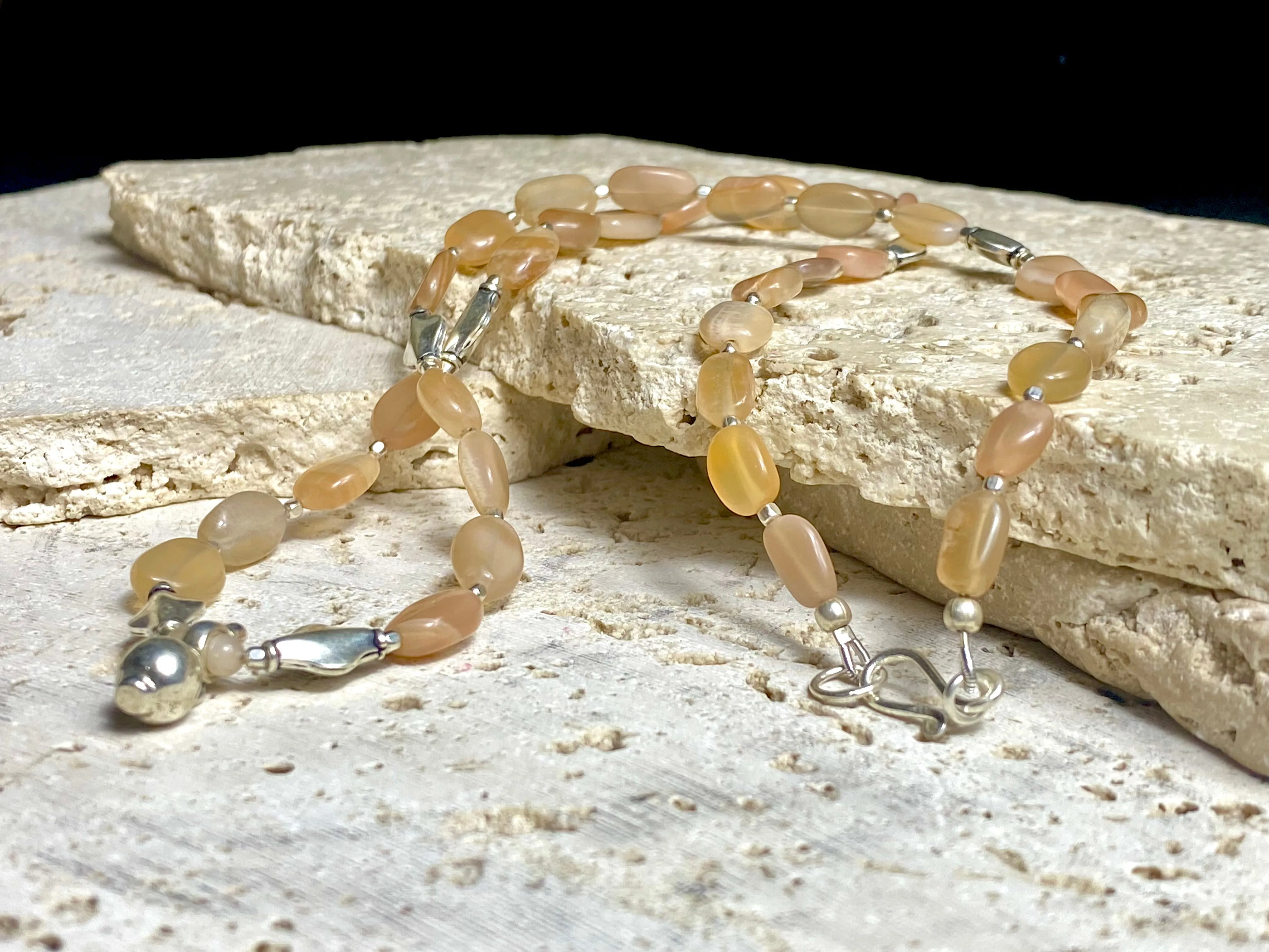 Apricot Moonstone Long Necklace