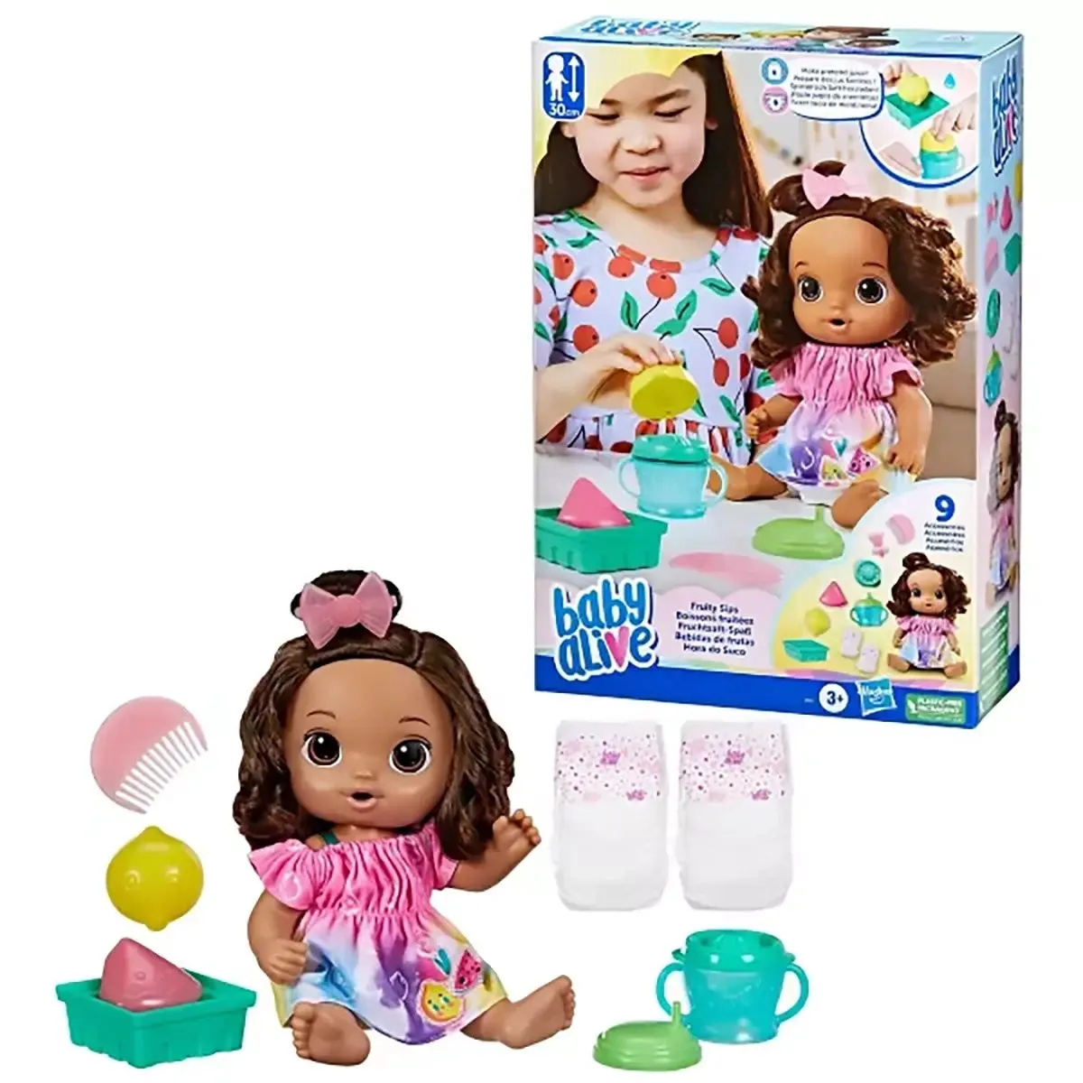 Baby Alive Fruity Sips Doll, Lemon, Pretend Juicer Baby Doll Set