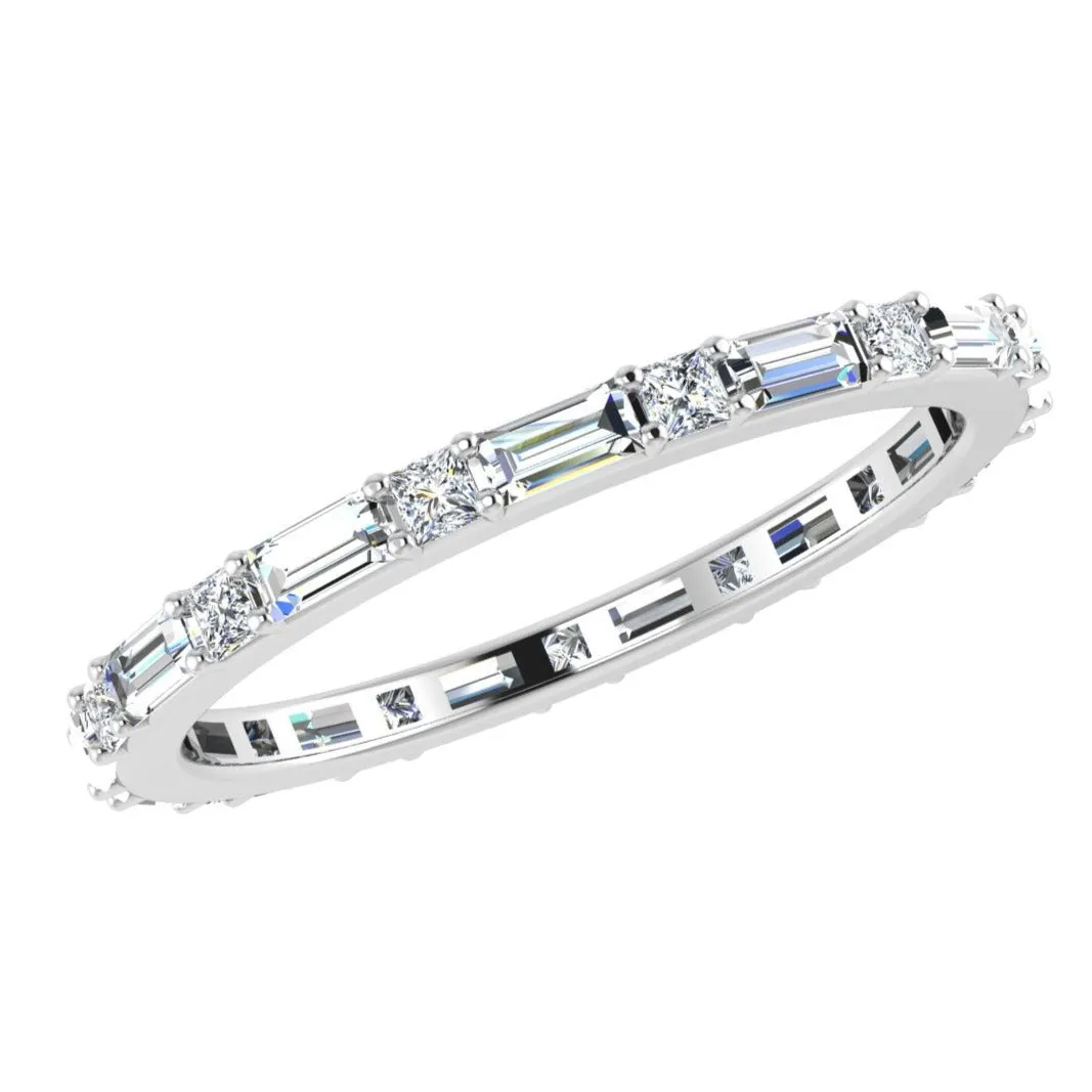 Baguette and Princess Diamond Stackable Eternity Ring