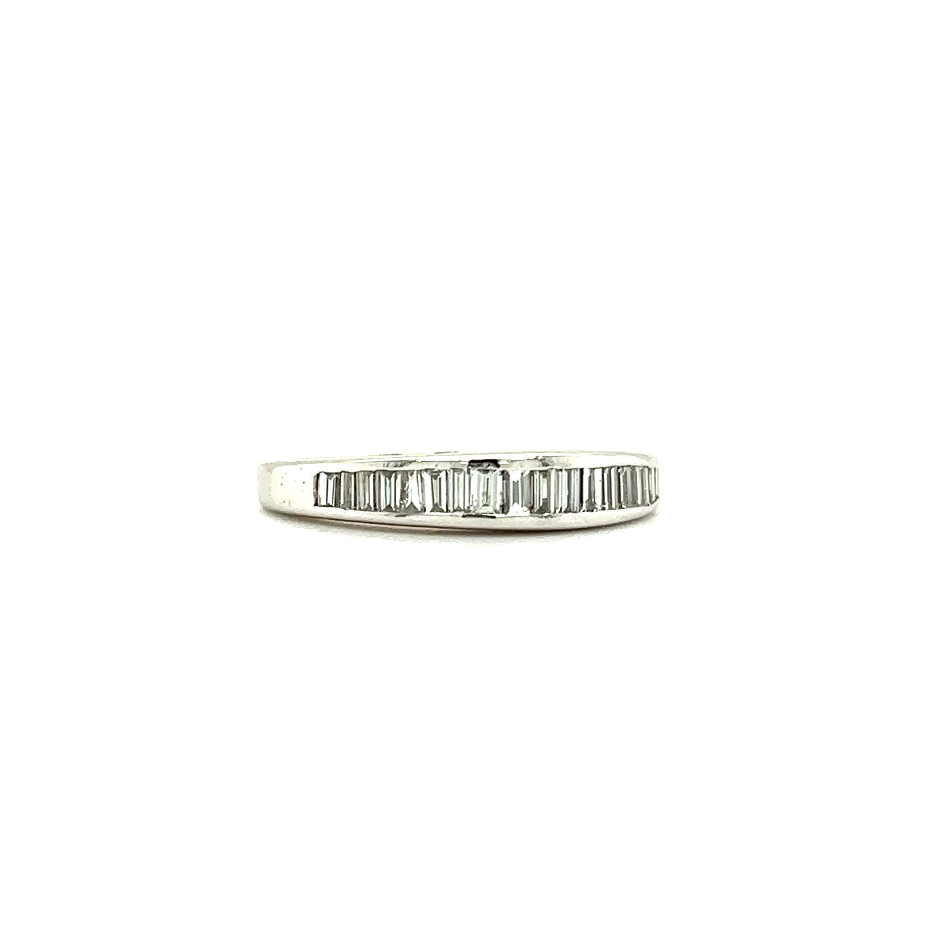 Baguette Diamond Ring with Seventeen Diamonds in 14K White Gold