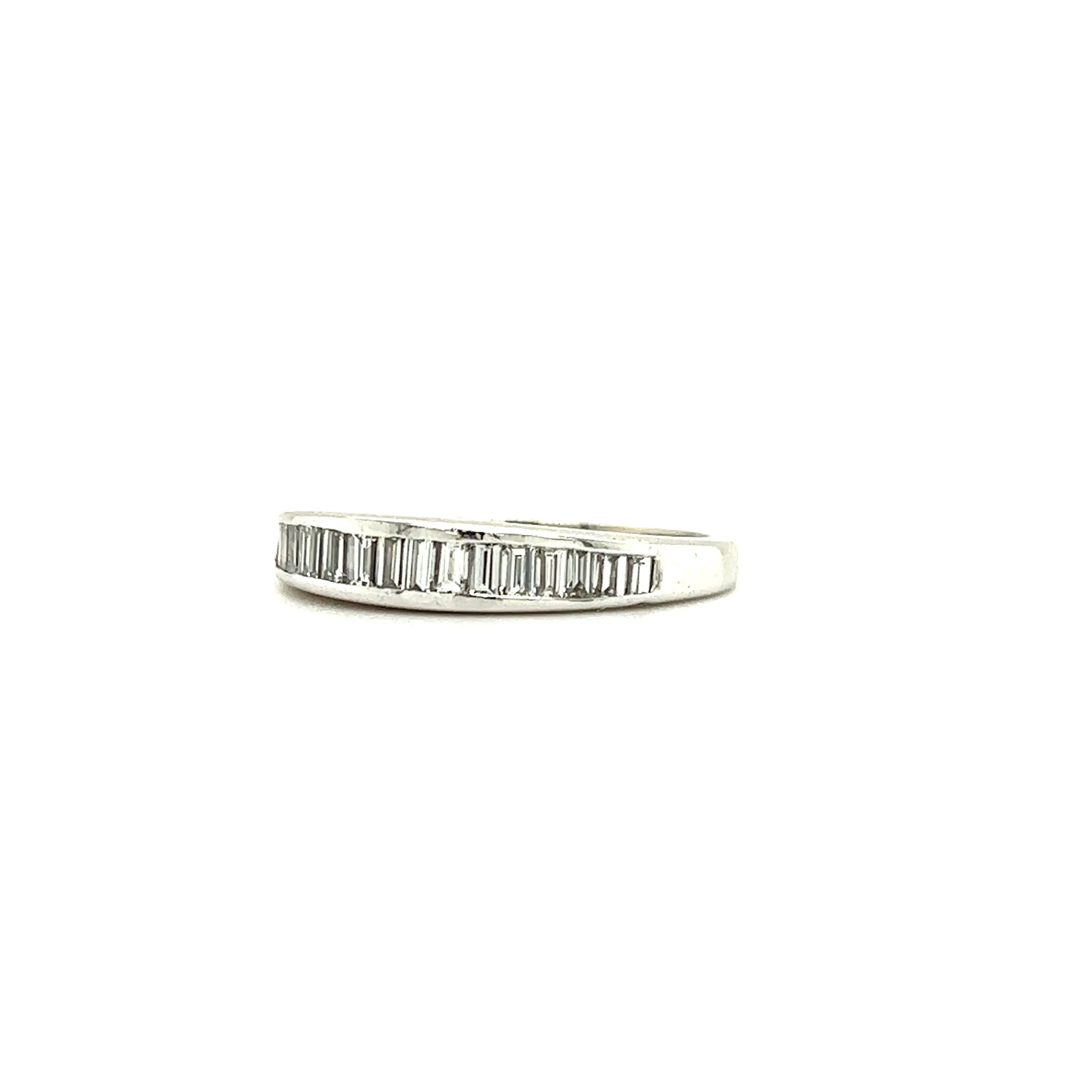 Baguette Diamond Ring with Seventeen Diamonds in 14K White Gold