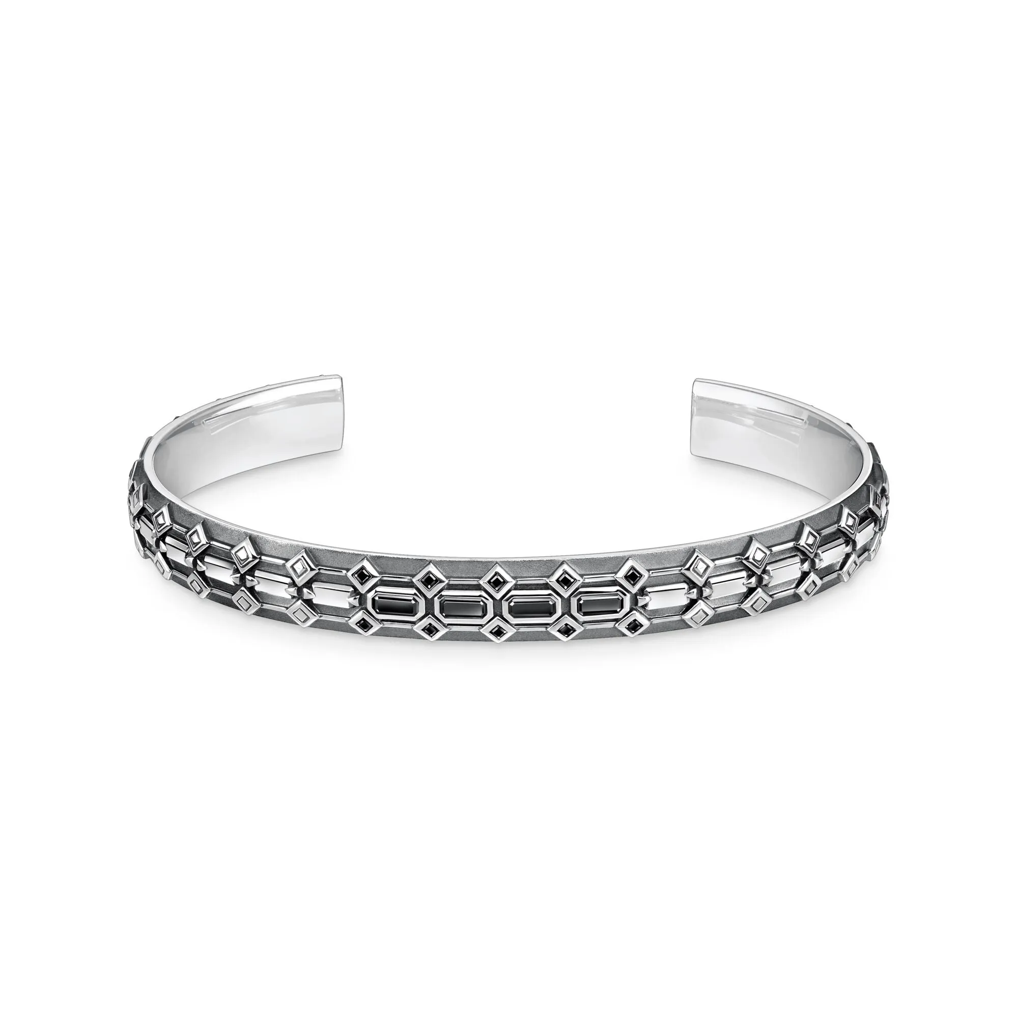 Bangle Crocodile shell with stones silver blackened