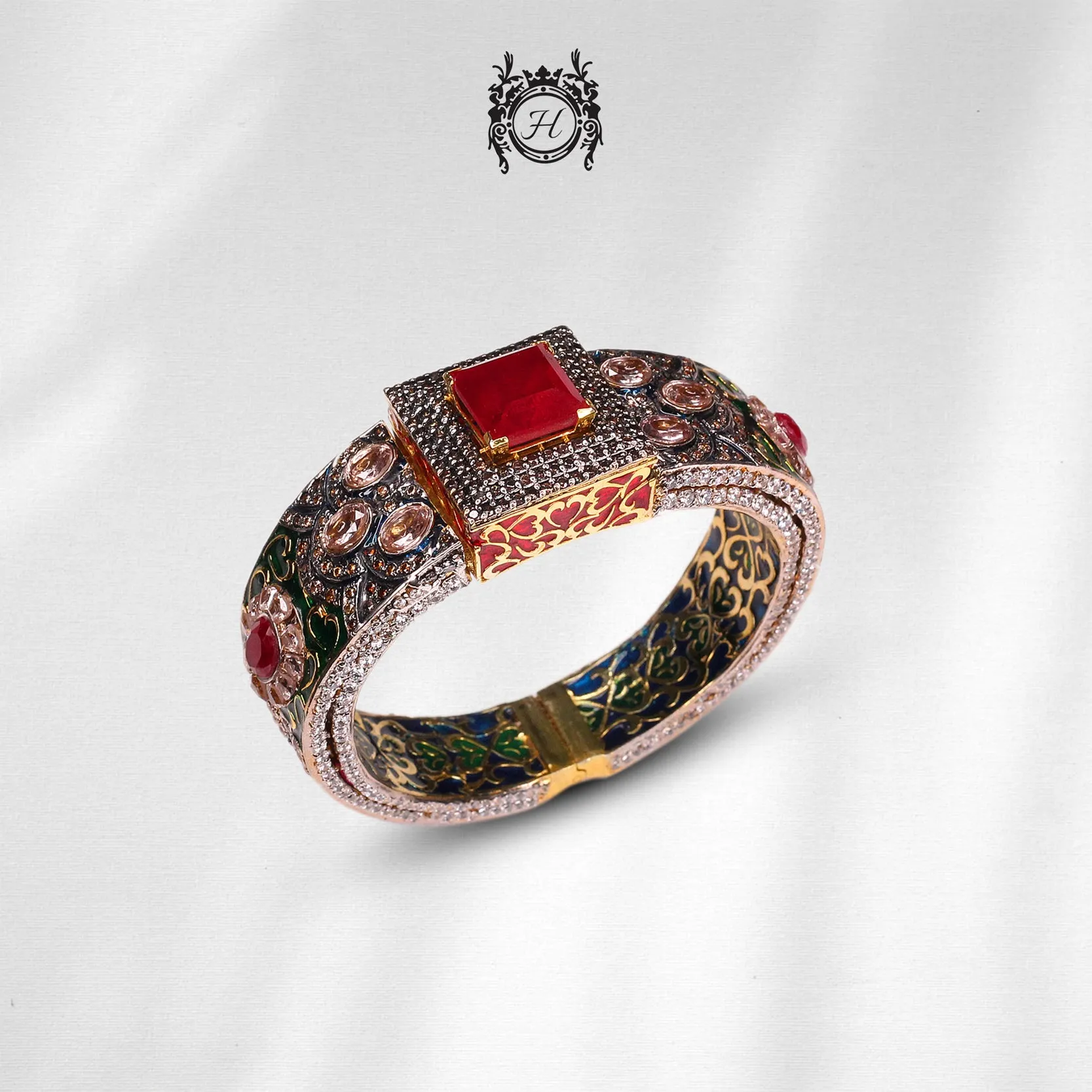 Bangle in Chetum, Polkies and Enamel