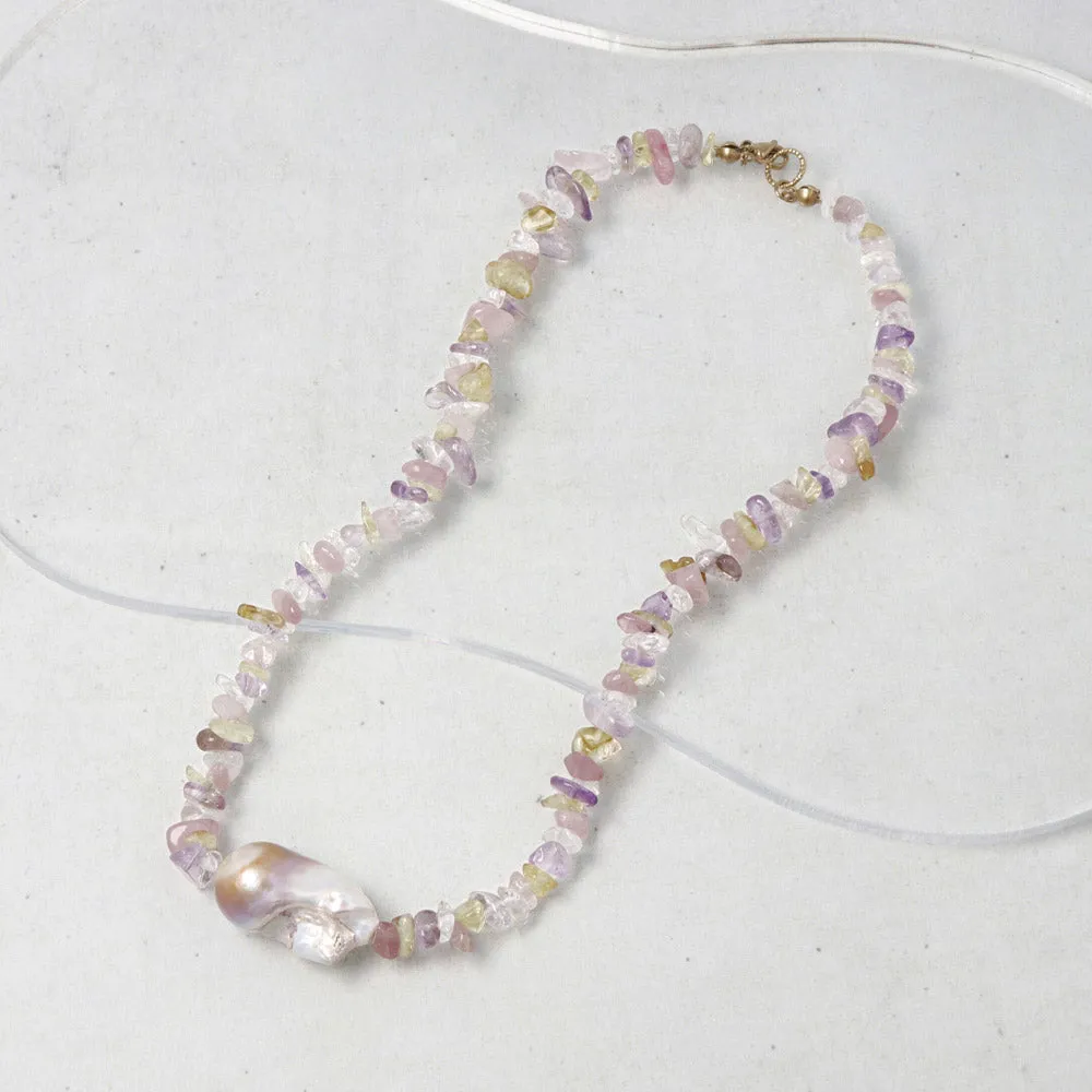 Baroque Pearl Colorful Gravel Necklace