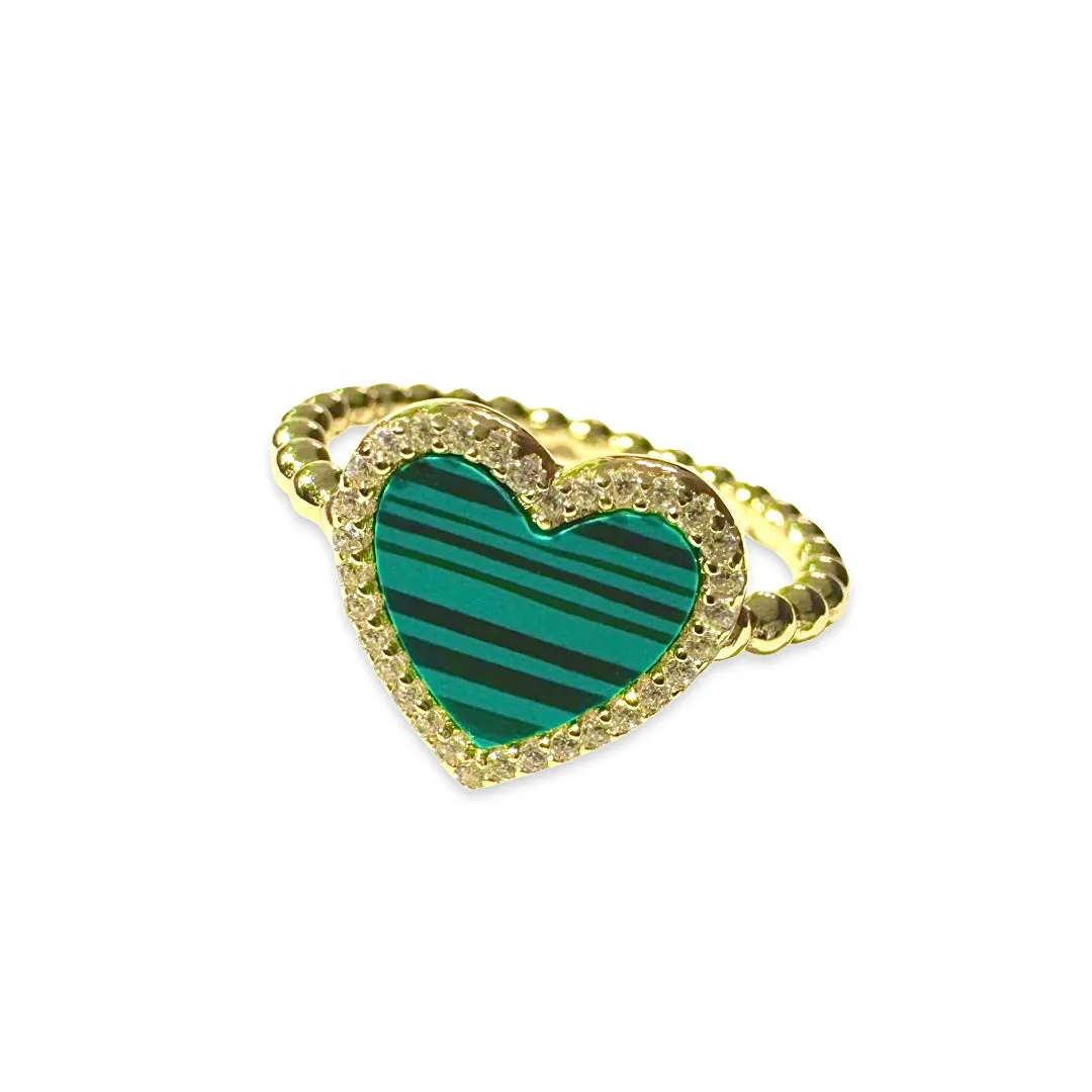 Beaded Heart Gemstone Ring