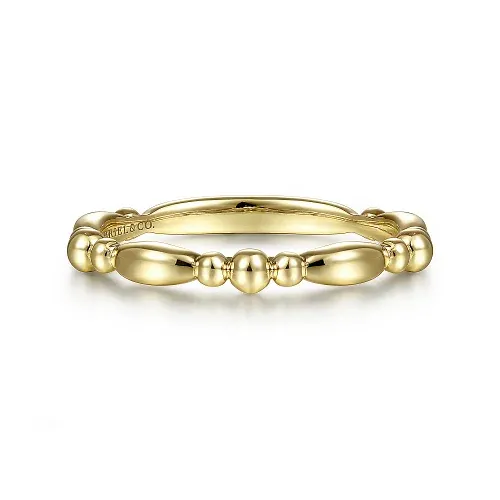 Beaded Stackable Band in 14K Yellow Gold