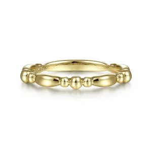 Beaded Stackable Band in 14K Yellow Gold