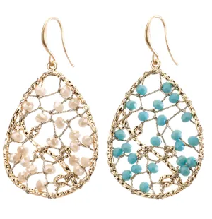 Beaded Web Teardrop Earrings