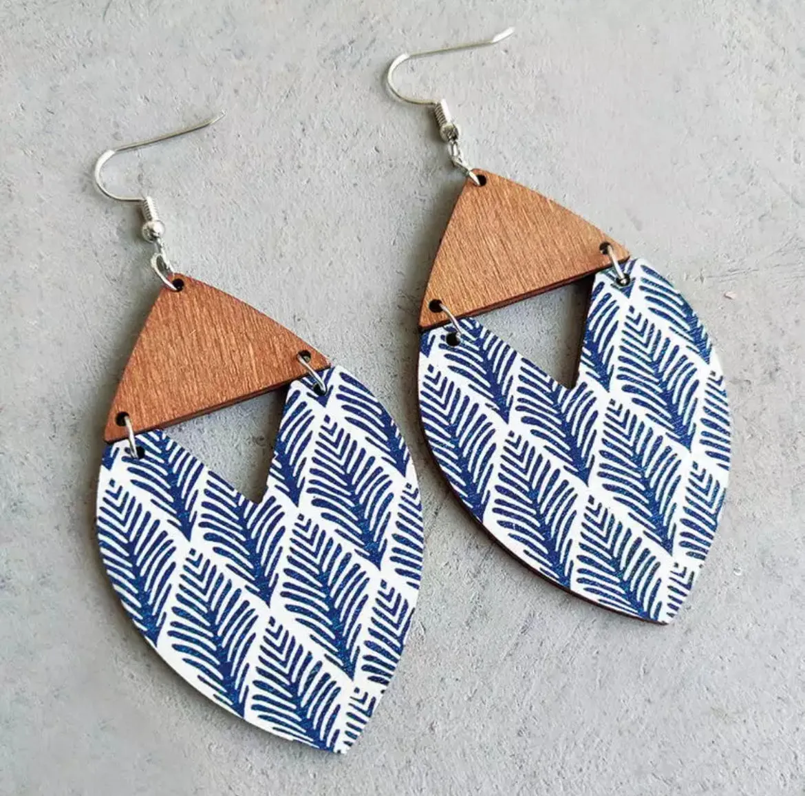 Beautiful Wooden Triangle Drop Earrings