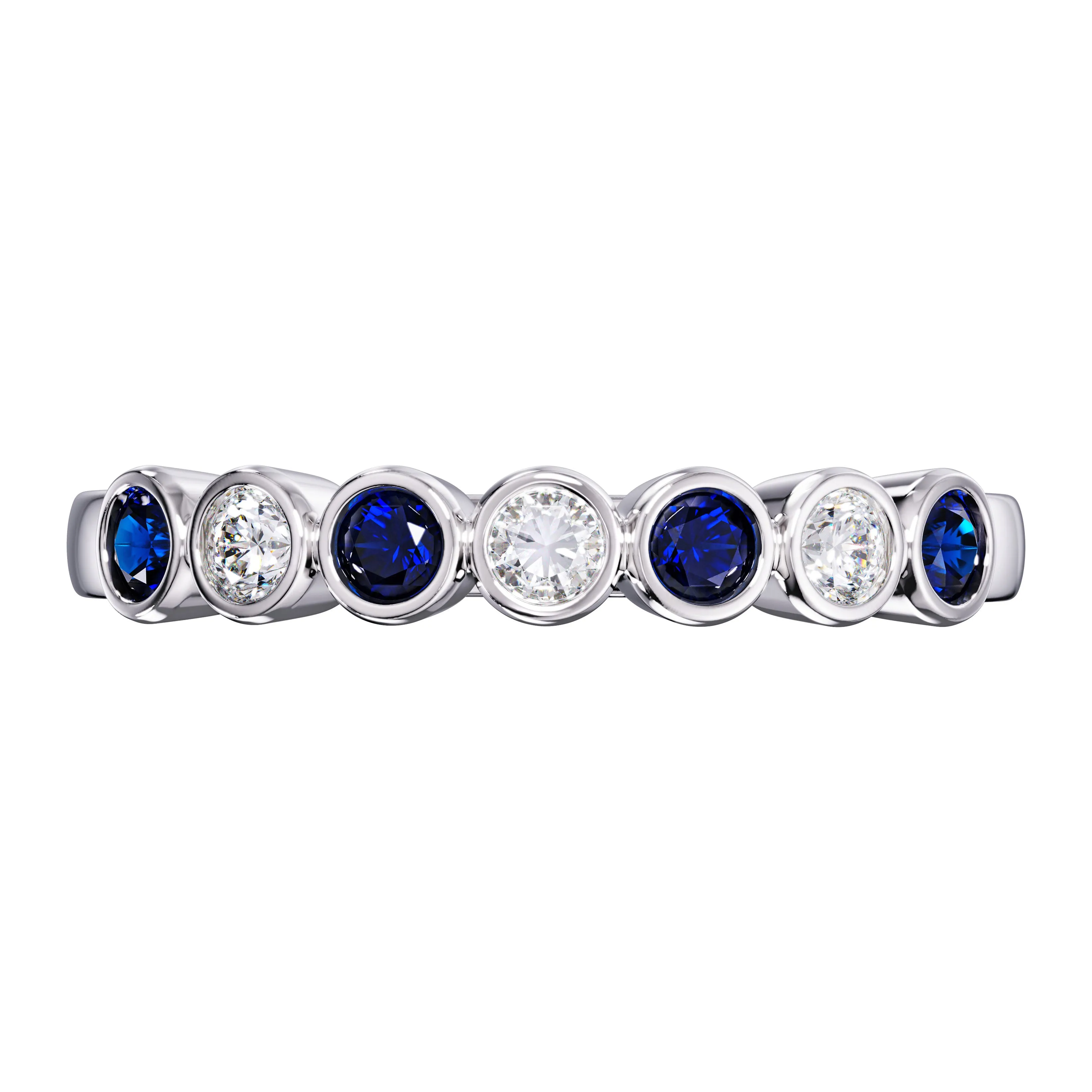 Bezel Set Sapphire and Diamond Band