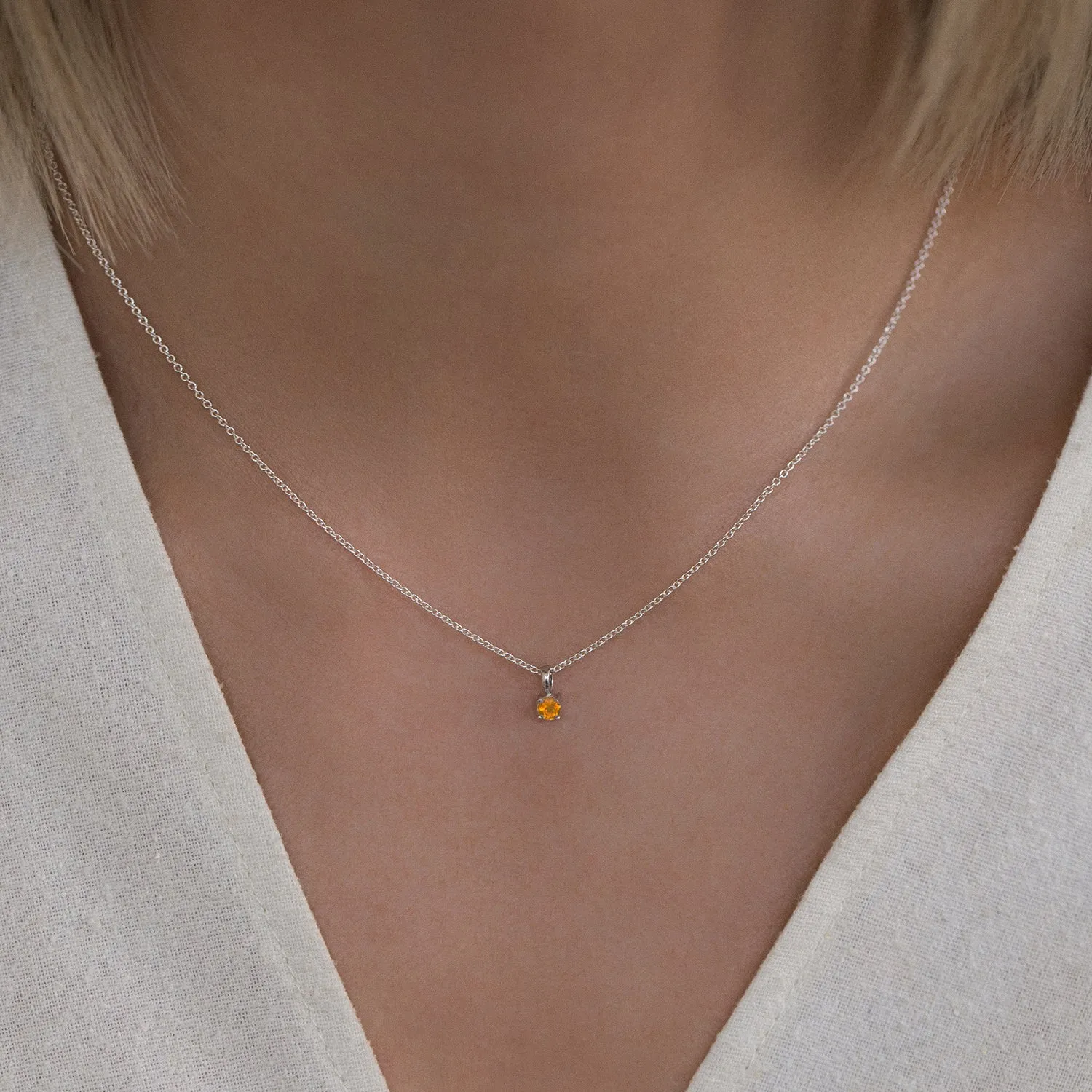 Birthstone Necklace | Silver & Citrine