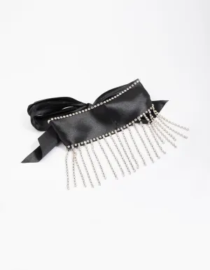 Black Fabric Diamante Drop Choker