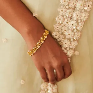 Blooming Tales Lotus Bangle in White Enamel