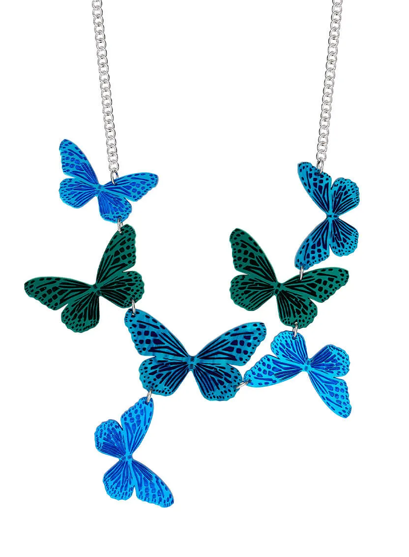 Blue Butterflies Statement Necklace