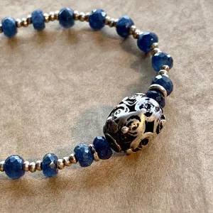 Blue Sapphire & Yemen Silver Necklace