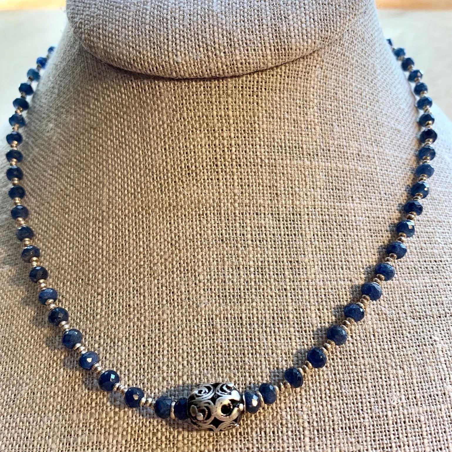 Blue Sapphire & Yemen Silver Necklace