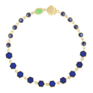 Blue Sapphire and Lapis Gemstone Gold Bracelet