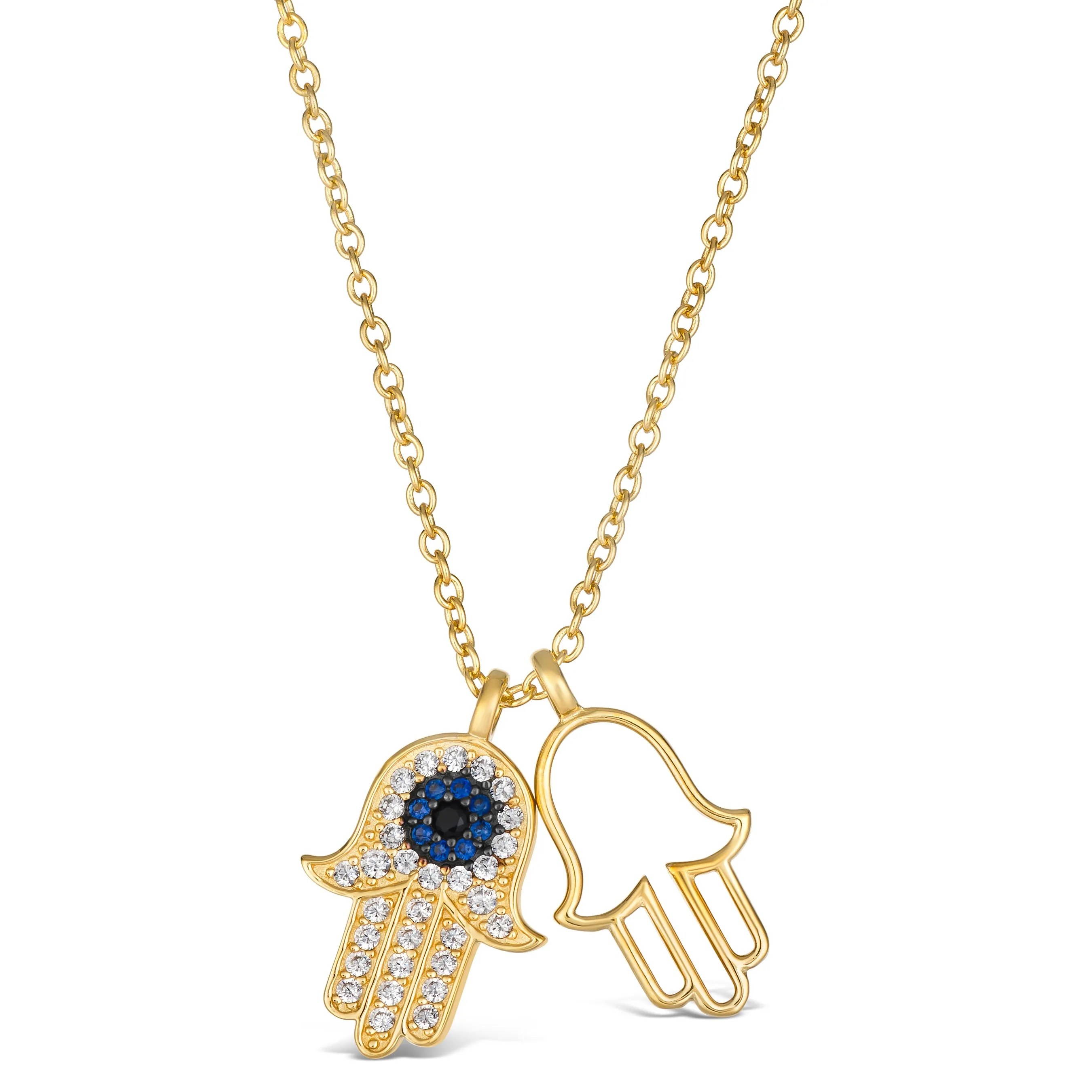 Blue Sapphire Hamsa Necklace