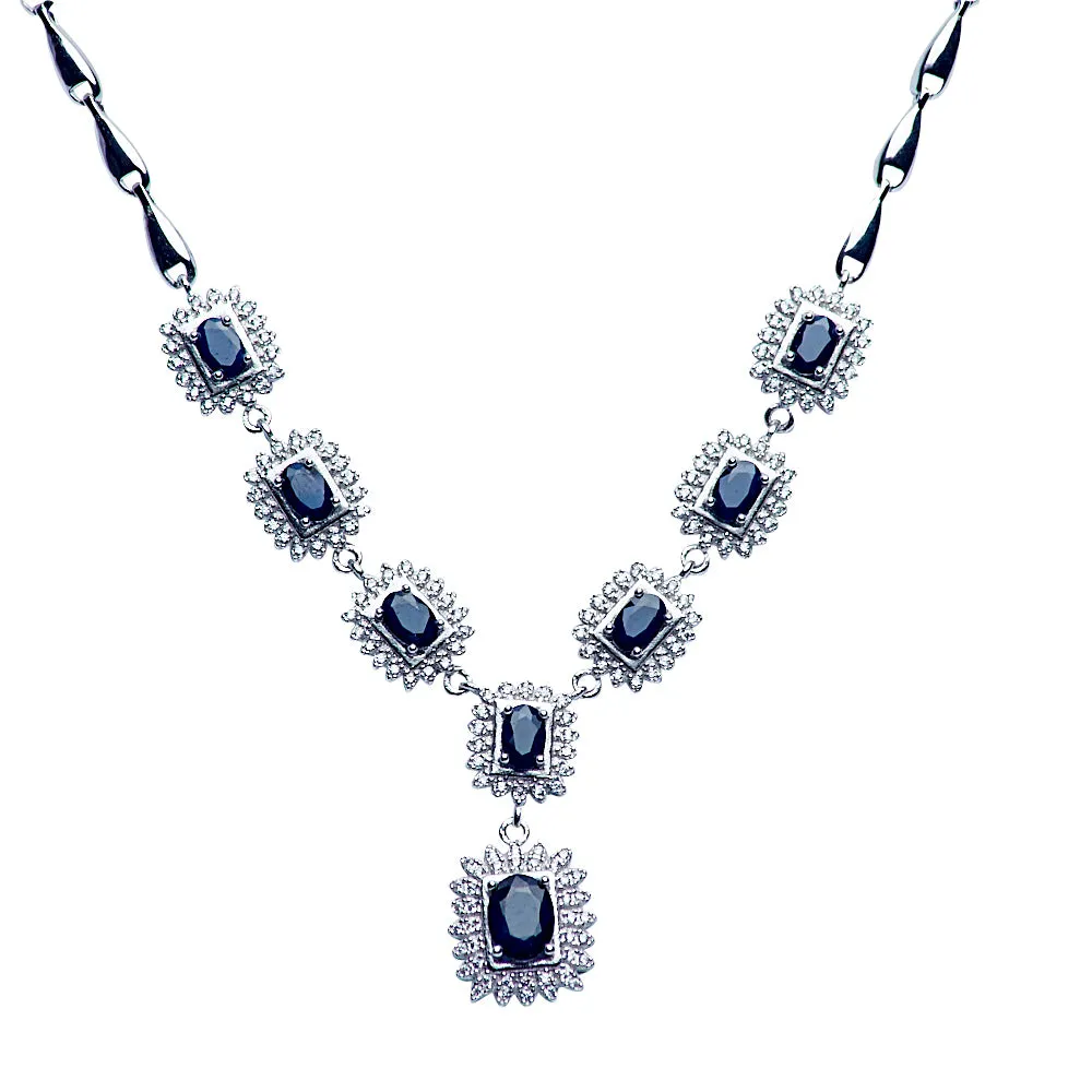 Blue Sapphire Silver Necklace