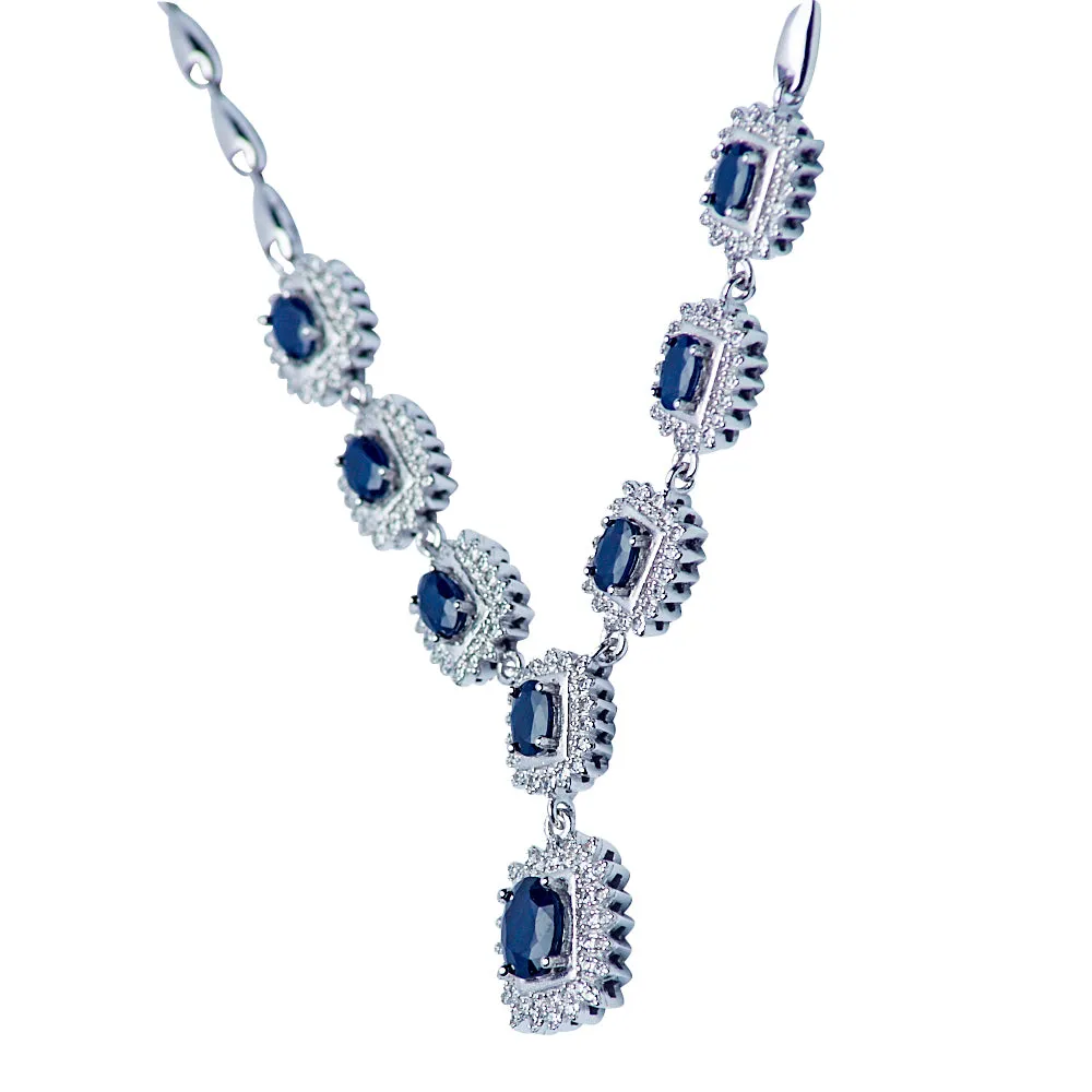 Blue Sapphire Silver Necklace