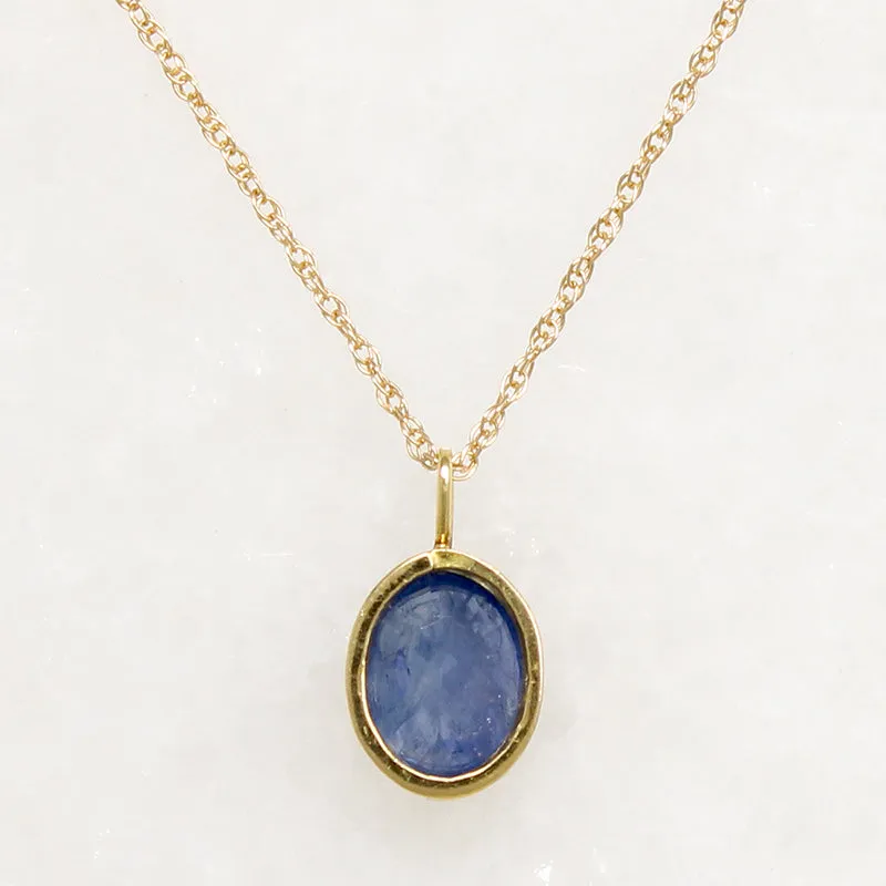 Brilliant Blue 1.50ct Sapphire in Gold Bezel Necklace