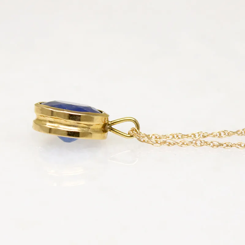 Brilliant Blue 1.50ct Sapphire in Gold Bezel Necklace