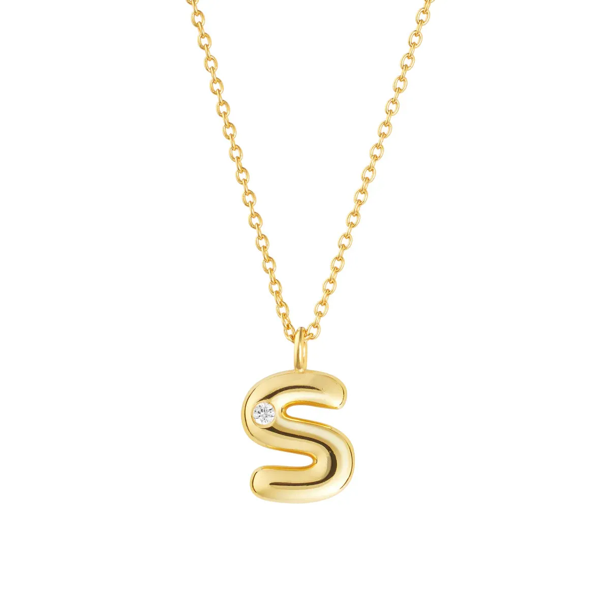 Bubble CZ Initial Necklace