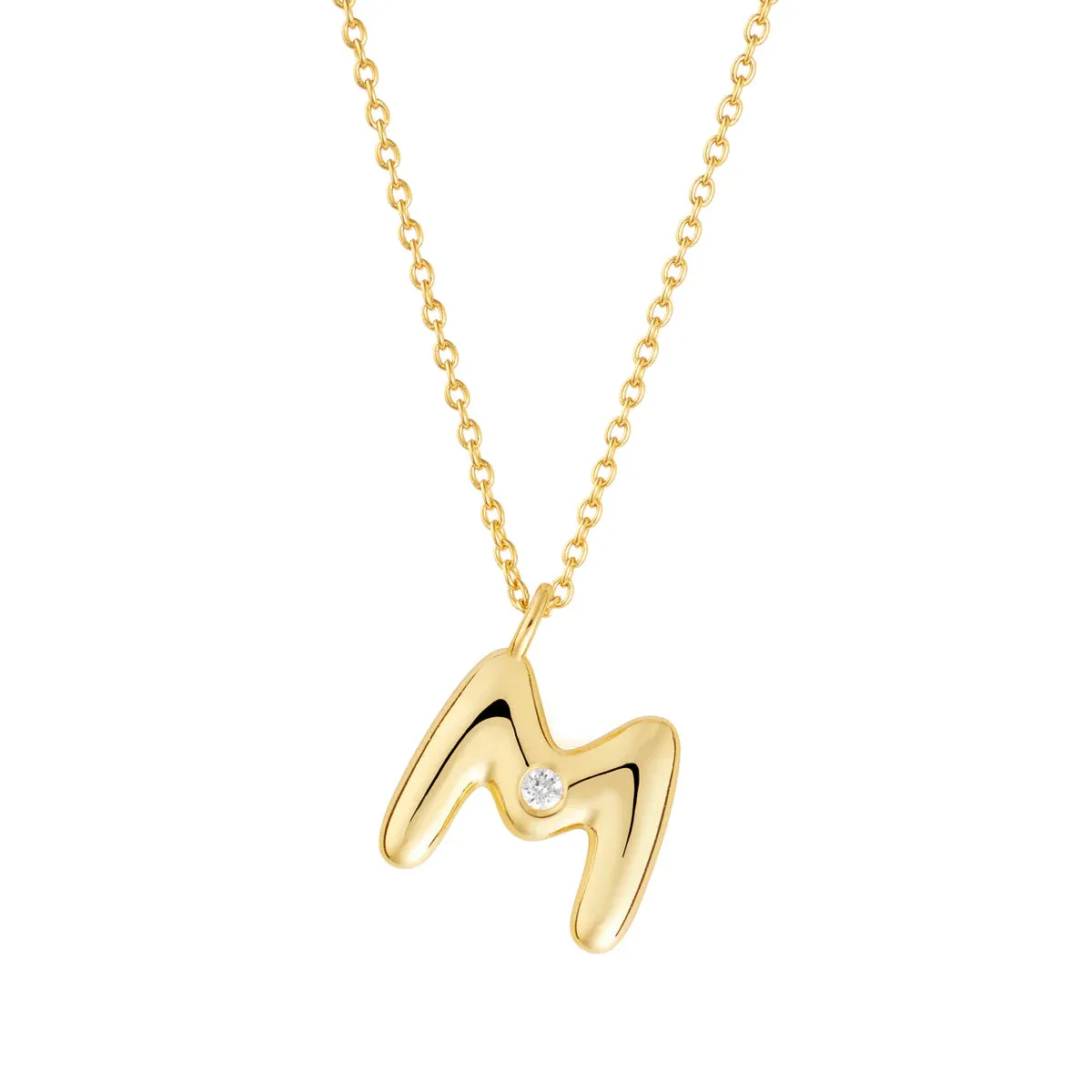 Bubble CZ Initial Necklace