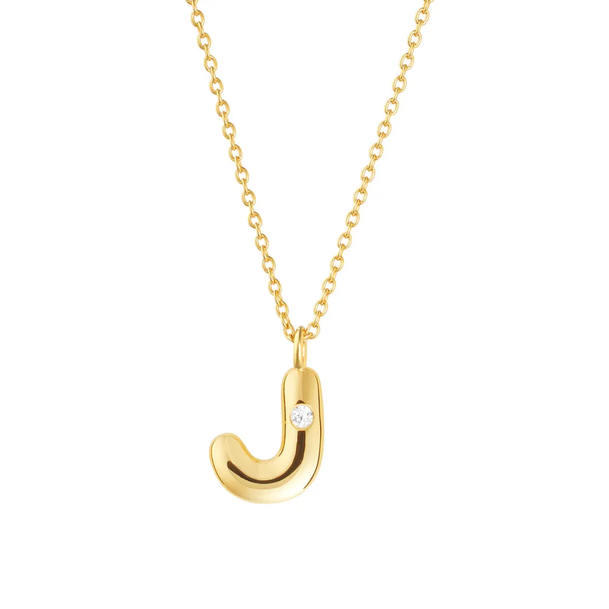 Bubble CZ Initial Necklace