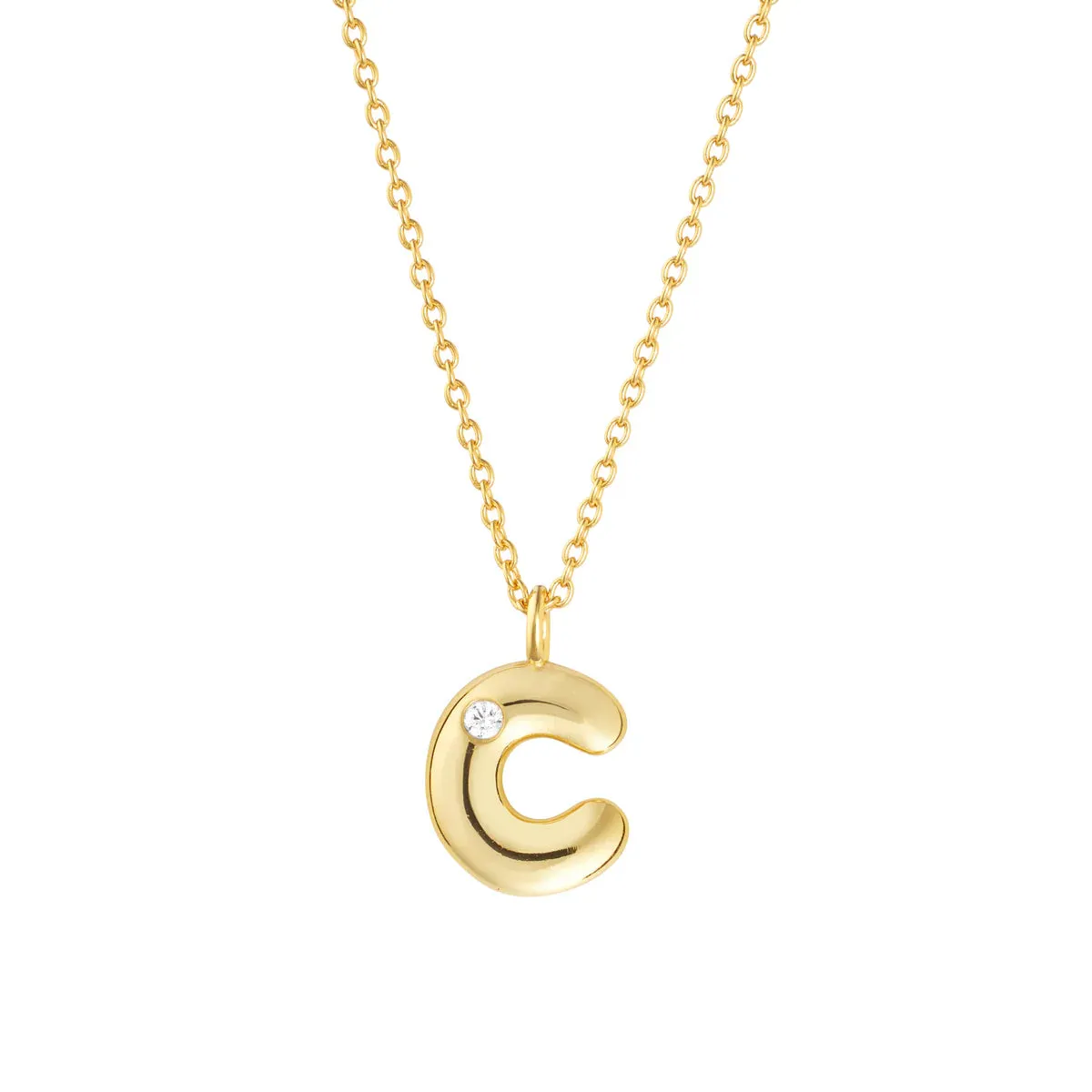 Bubble CZ Initial Necklace