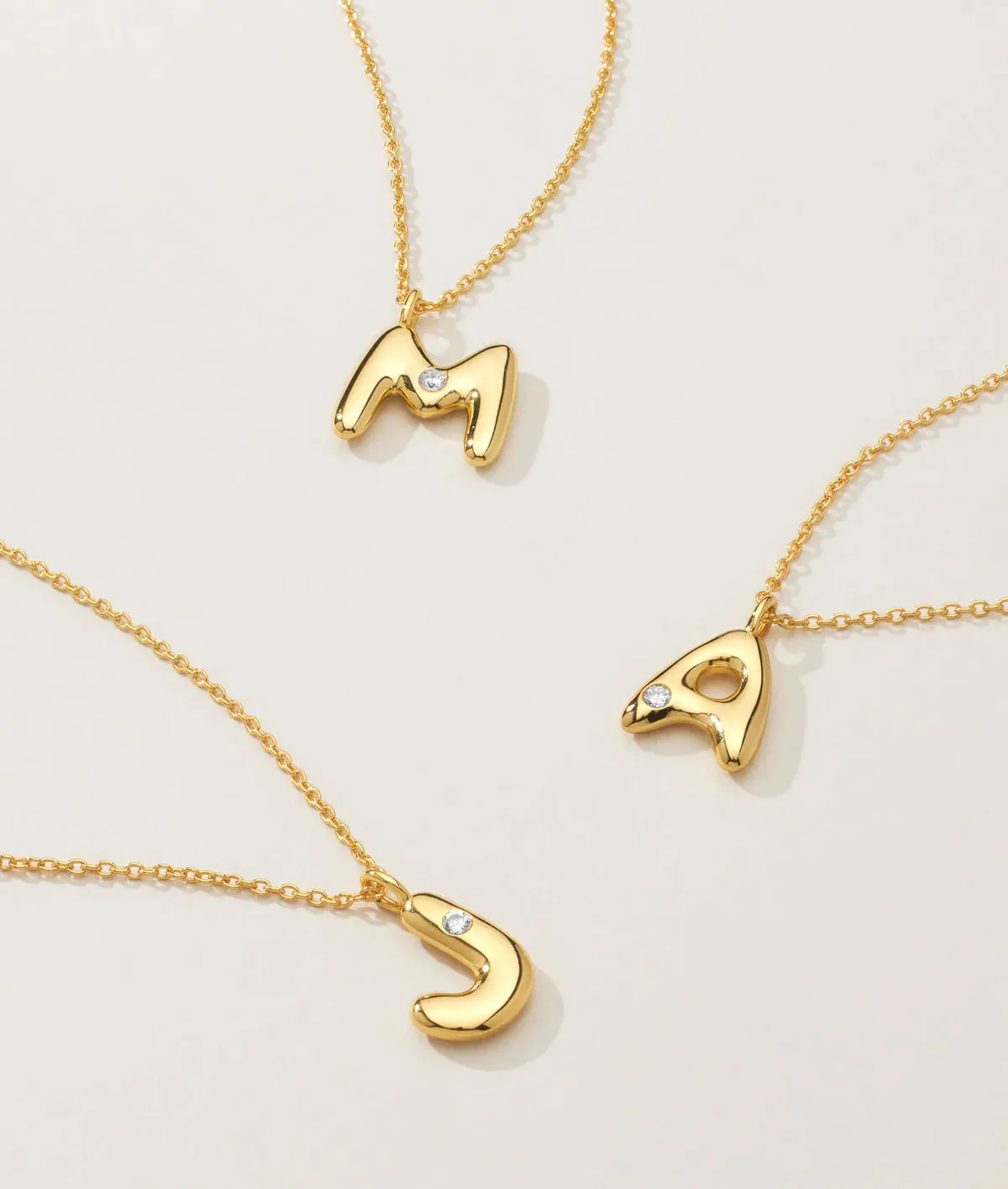 Bubble CZ Initial Necklace