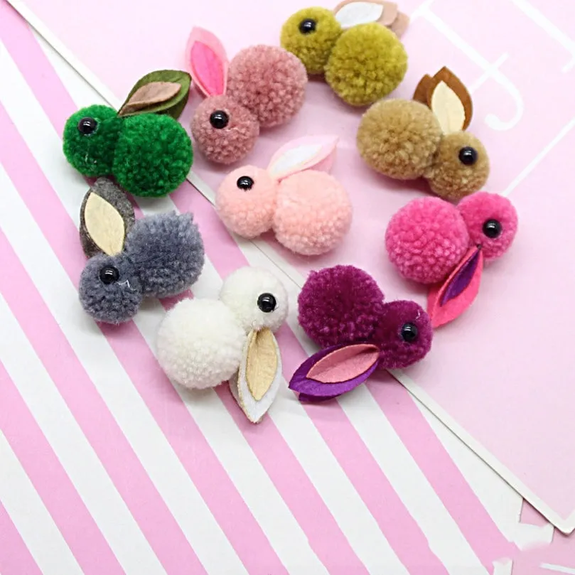 Bunny Rabbit Fluff Ball Hair Clip/Barrette