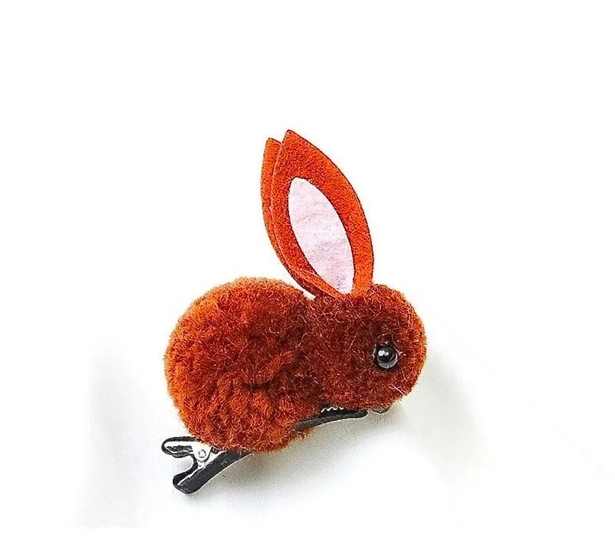 Bunny Rabbit Fluff Ball Hair Clip/Barrette