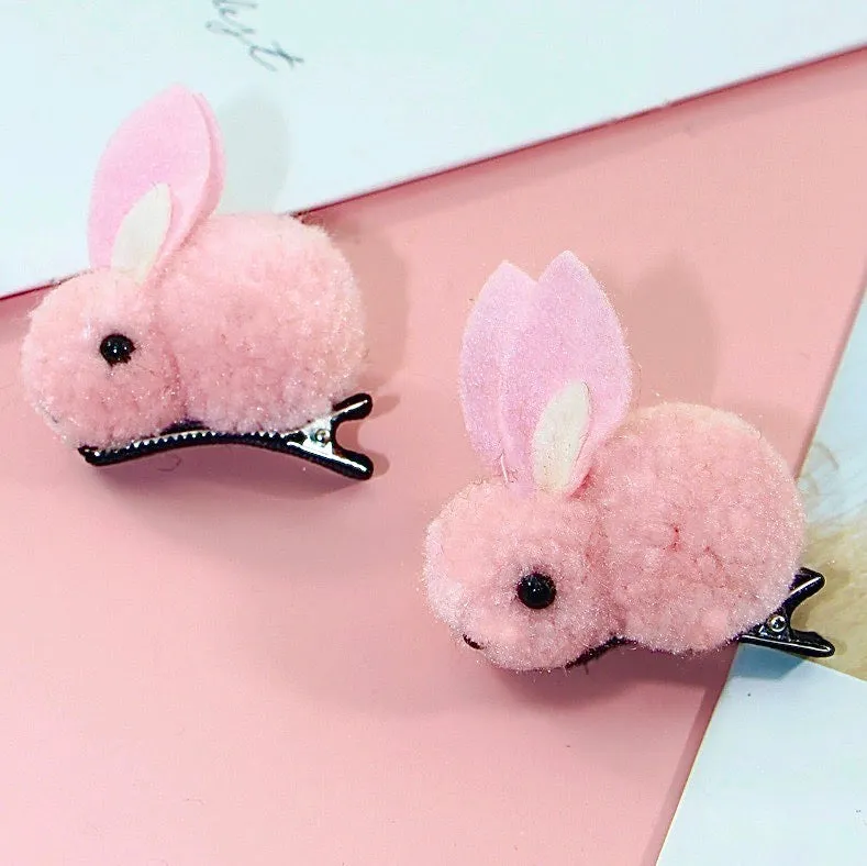 Bunny Rabbit Fluff Ball Hair Clip/Barrette