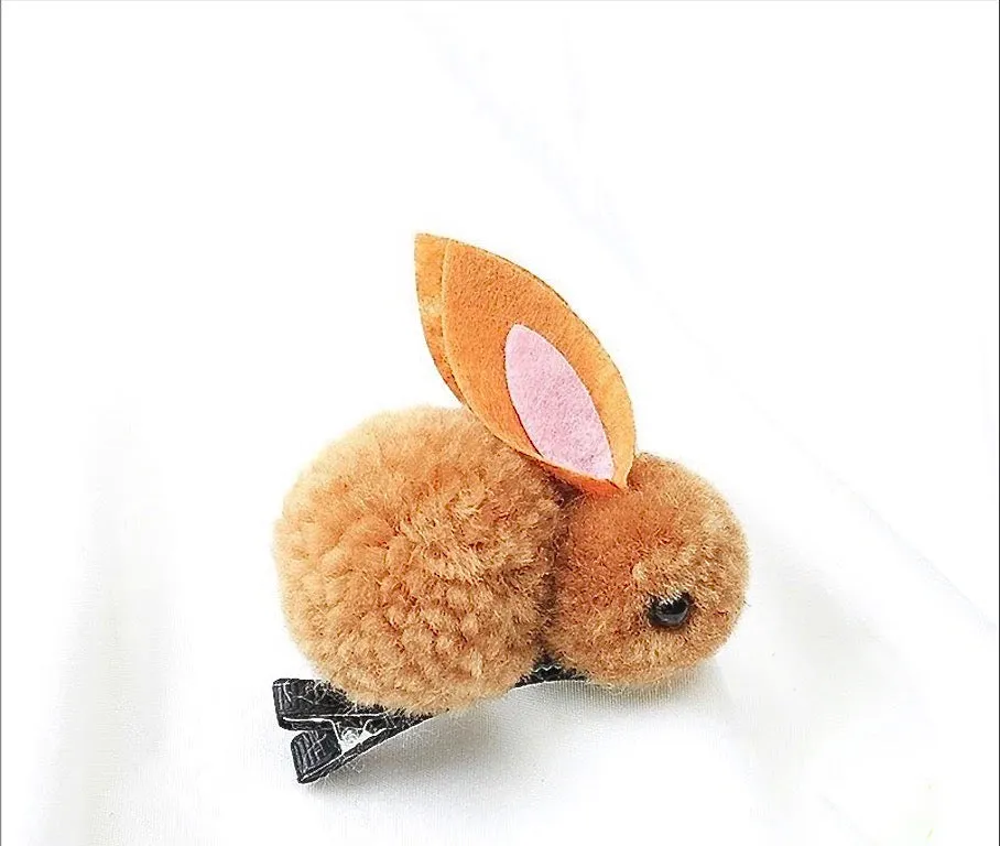 Bunny Rabbit Fluff Ball Hair Clip/Barrette