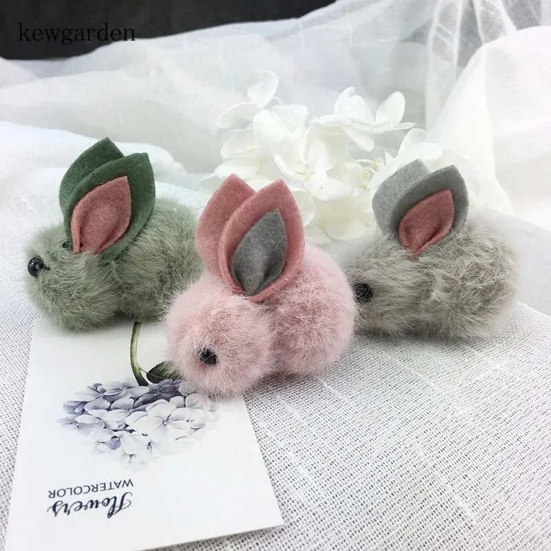 Bunny Rabbit Fluff Ball Hair Clip/Barrette