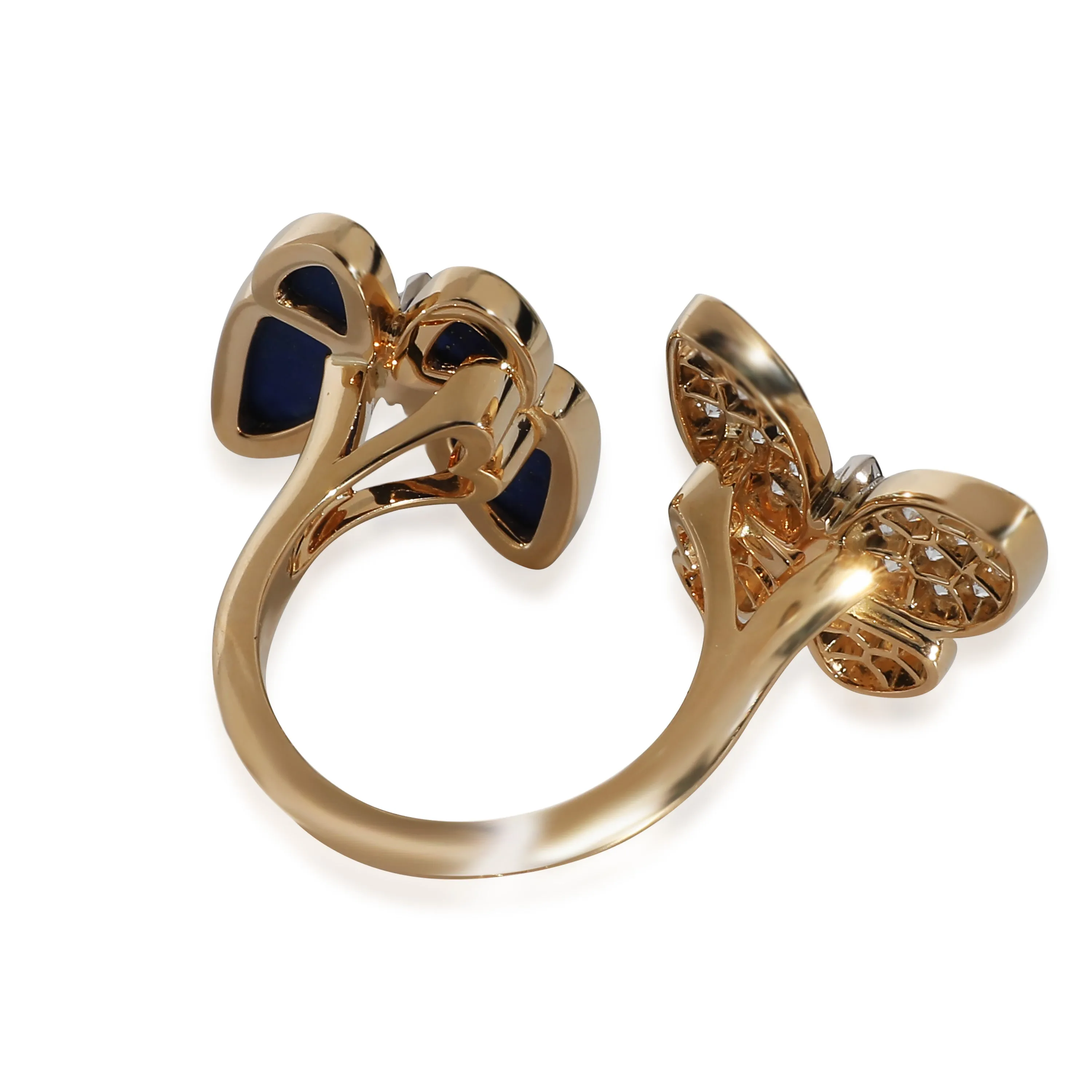 Butterfly Ring with Lapis Lazuli & Diamonds 18k Gold 0.99 CTW