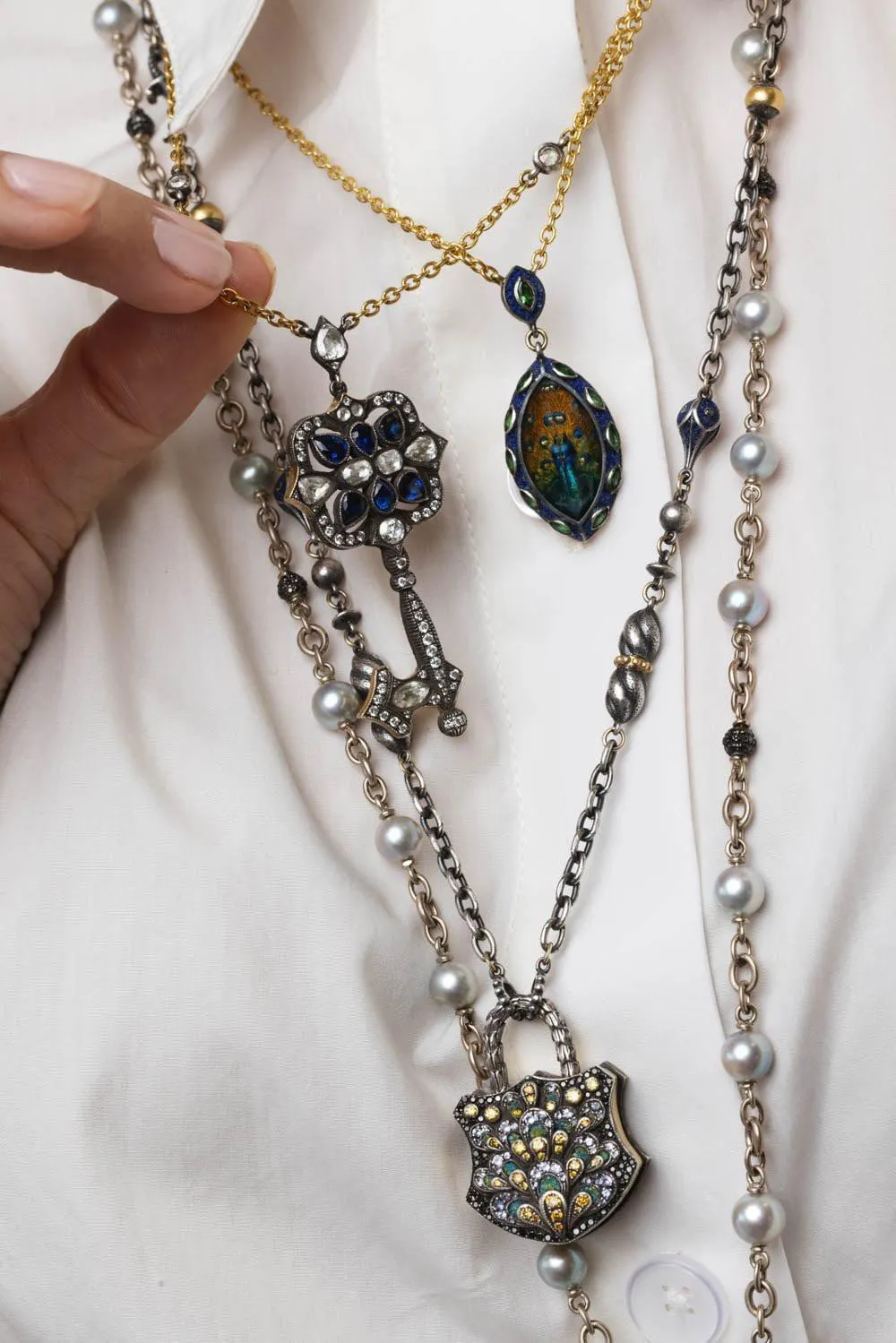 Carved Citrine Reverse Peacock Pendant Necklace