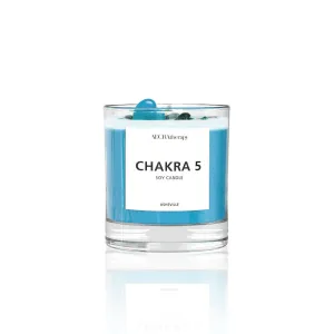 CHAKRA 5 SOY CANDLE WITH LAPIS LAZULI GEMSTONES