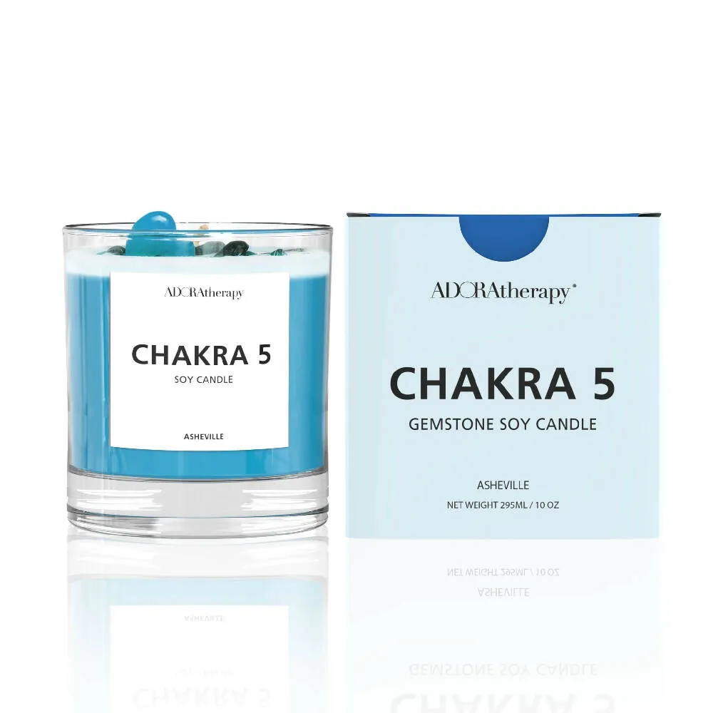 CHAKRA 5 SOY CANDLE WITH LAPIS LAZULI GEMSTONES