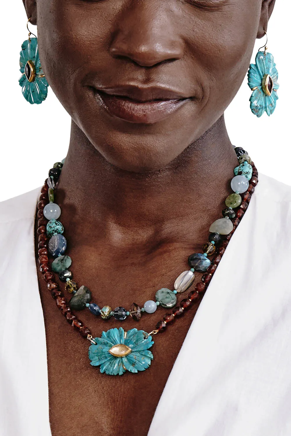 Chan Luu Magnolia Necklace in Turquoise Mix