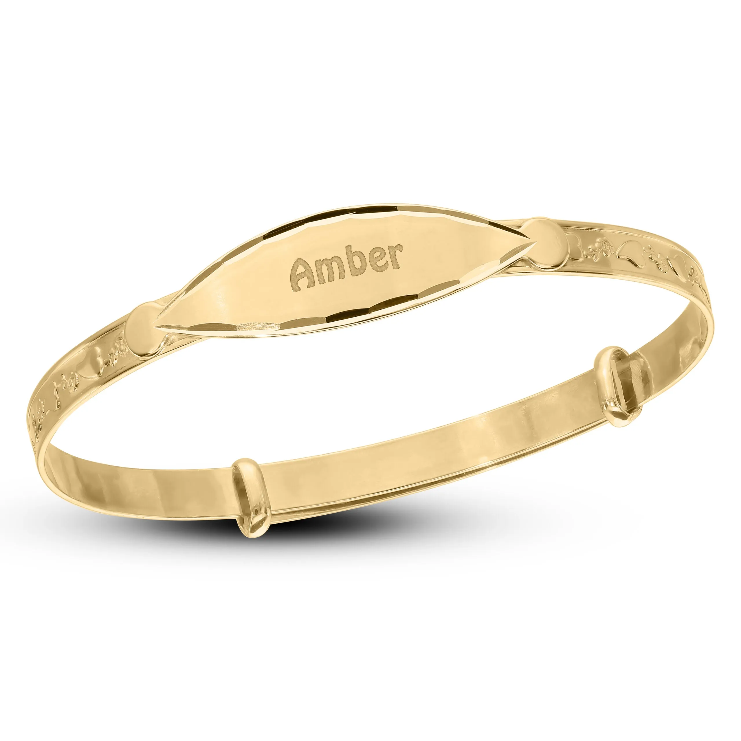 Children’s Customised 9-carat Gold Diamond-Cut ID Bangle (0–1 years)