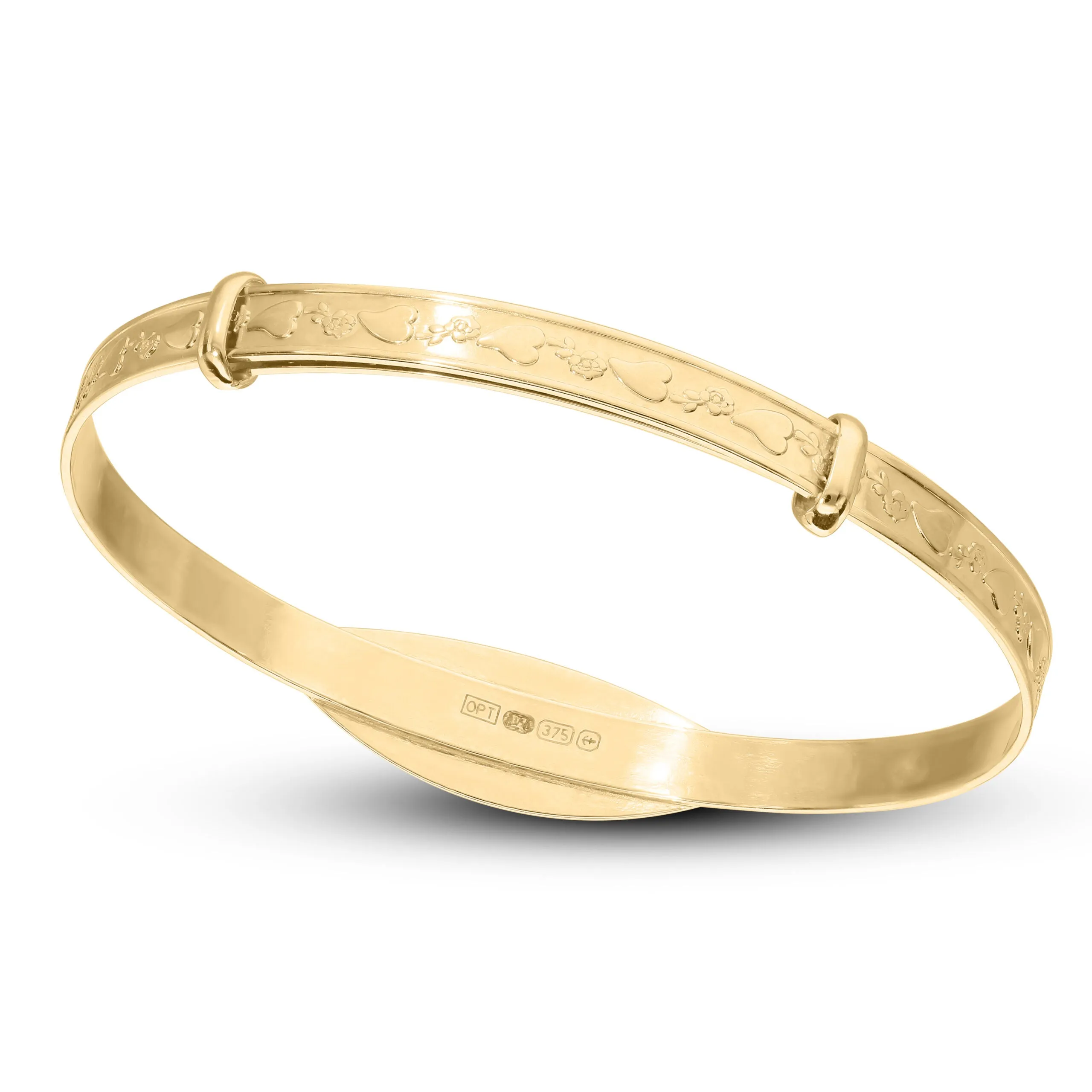 Children’s Customised 9-carat Gold Diamond-Cut ID Bangle (0–1 years)